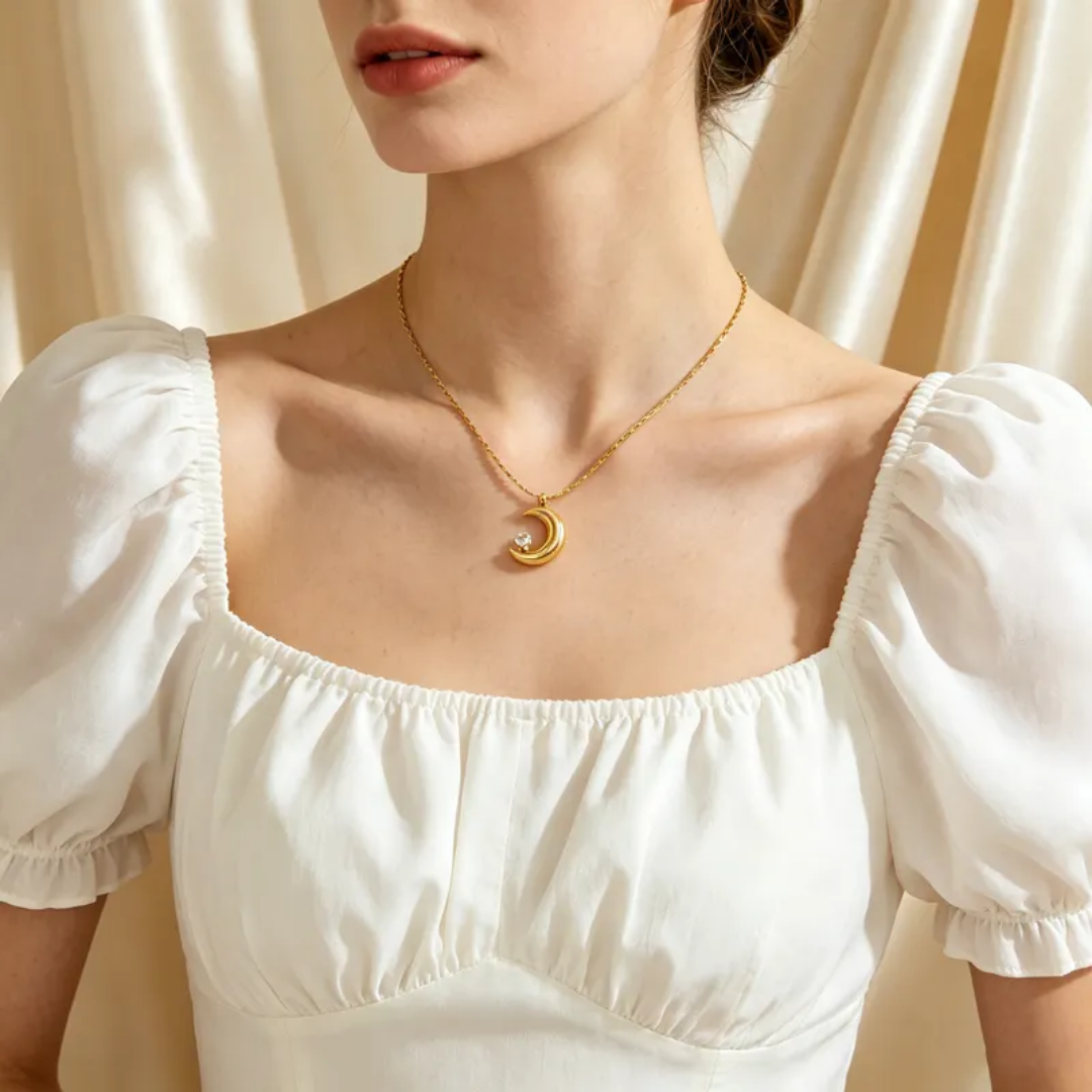 Crescent Zircon Necklace