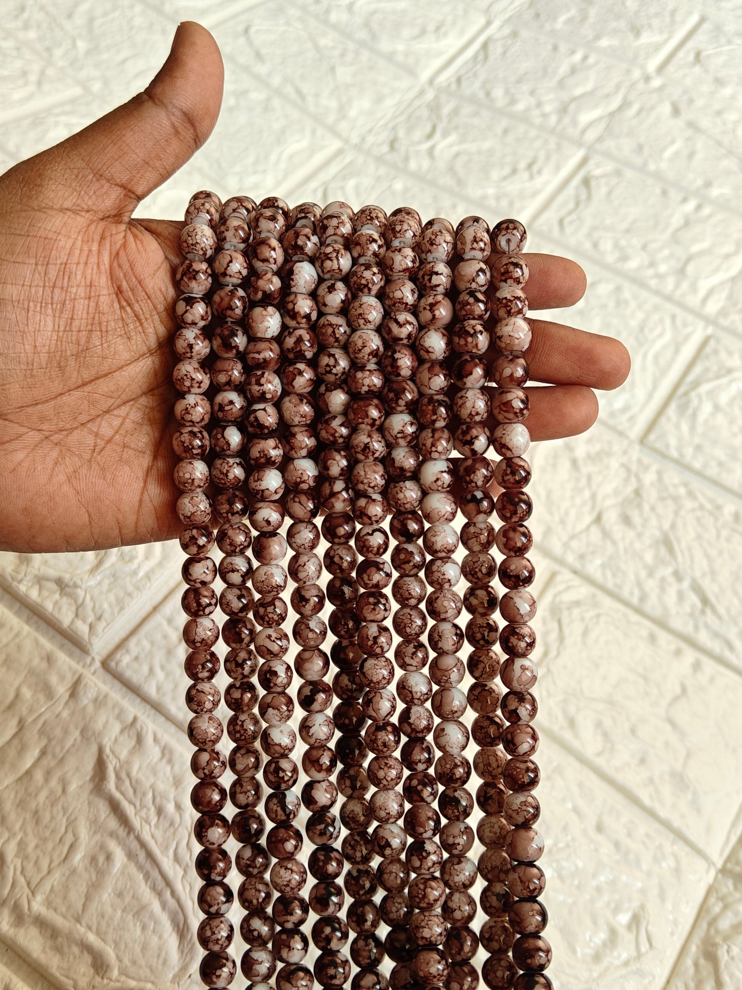 Marble Beads Brown - approx. 100 beads