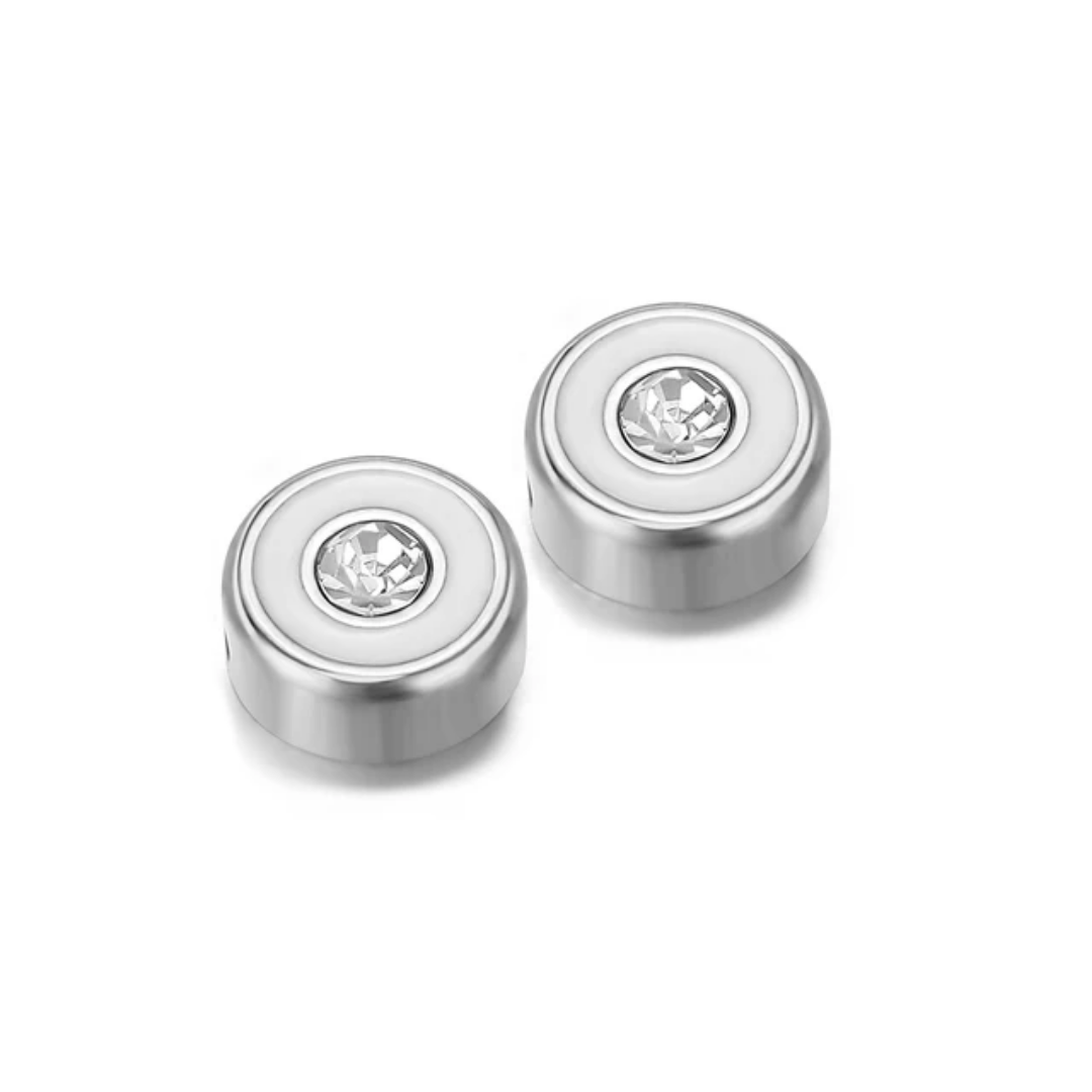 Round Zircon Enamel Bead Charm - 1 Piece