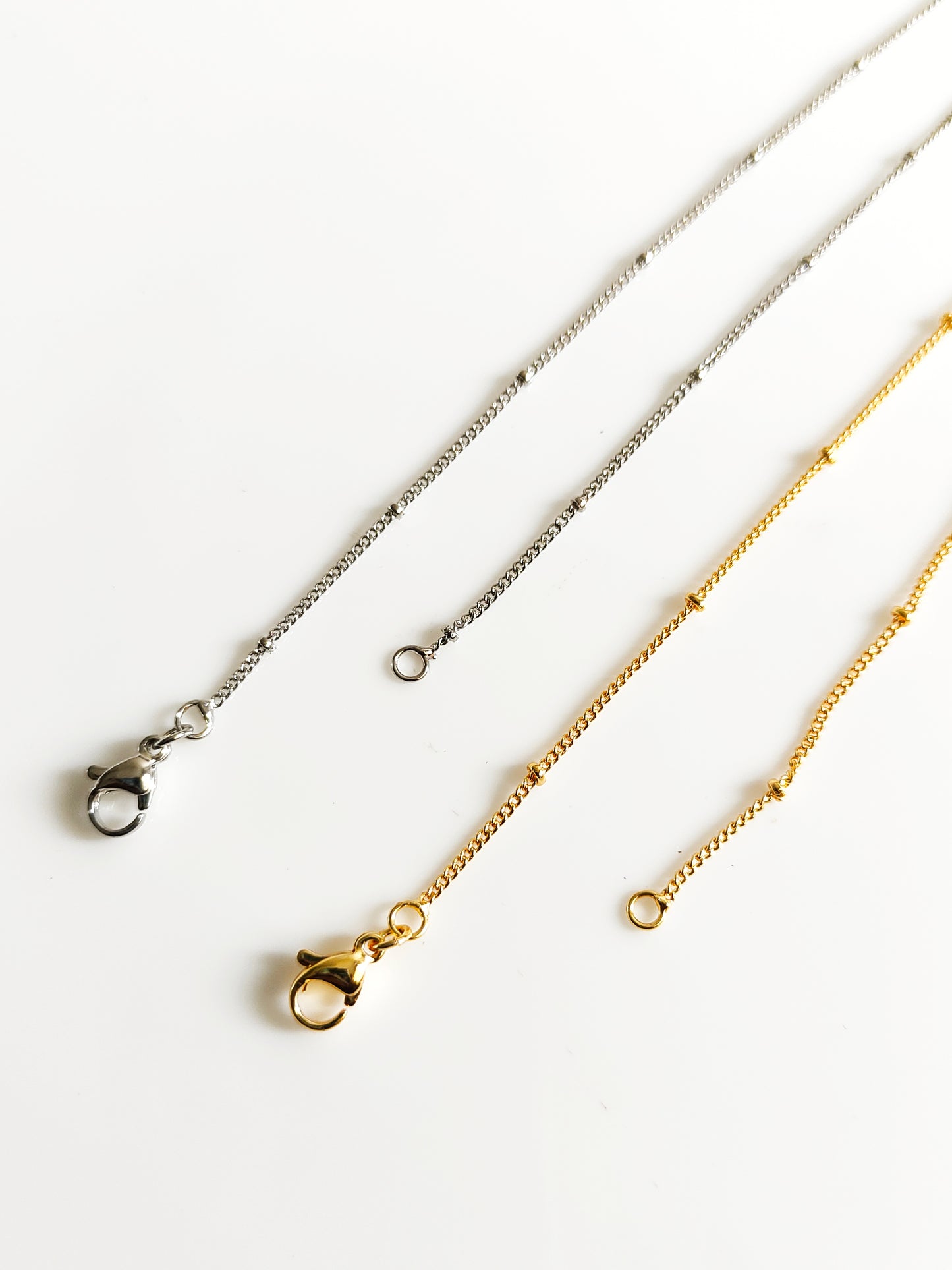 14k Gold / Rhodium Plated Rhondelle Beads Link Chain with connectors - 45cms