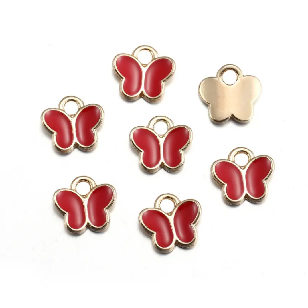 Mini Butterfly Enamel Charm 8mm - 1 Piece