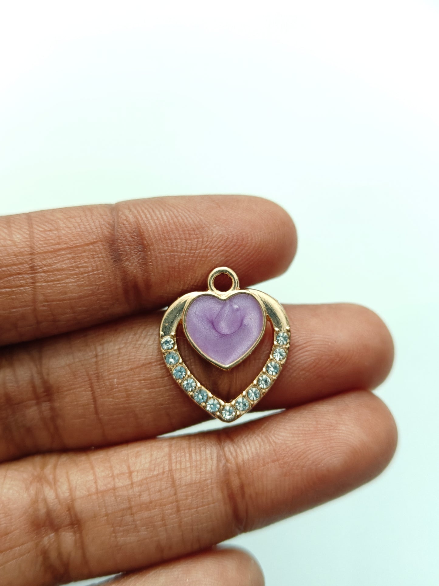 Layered Heart Enamel Charm - 1 Pc