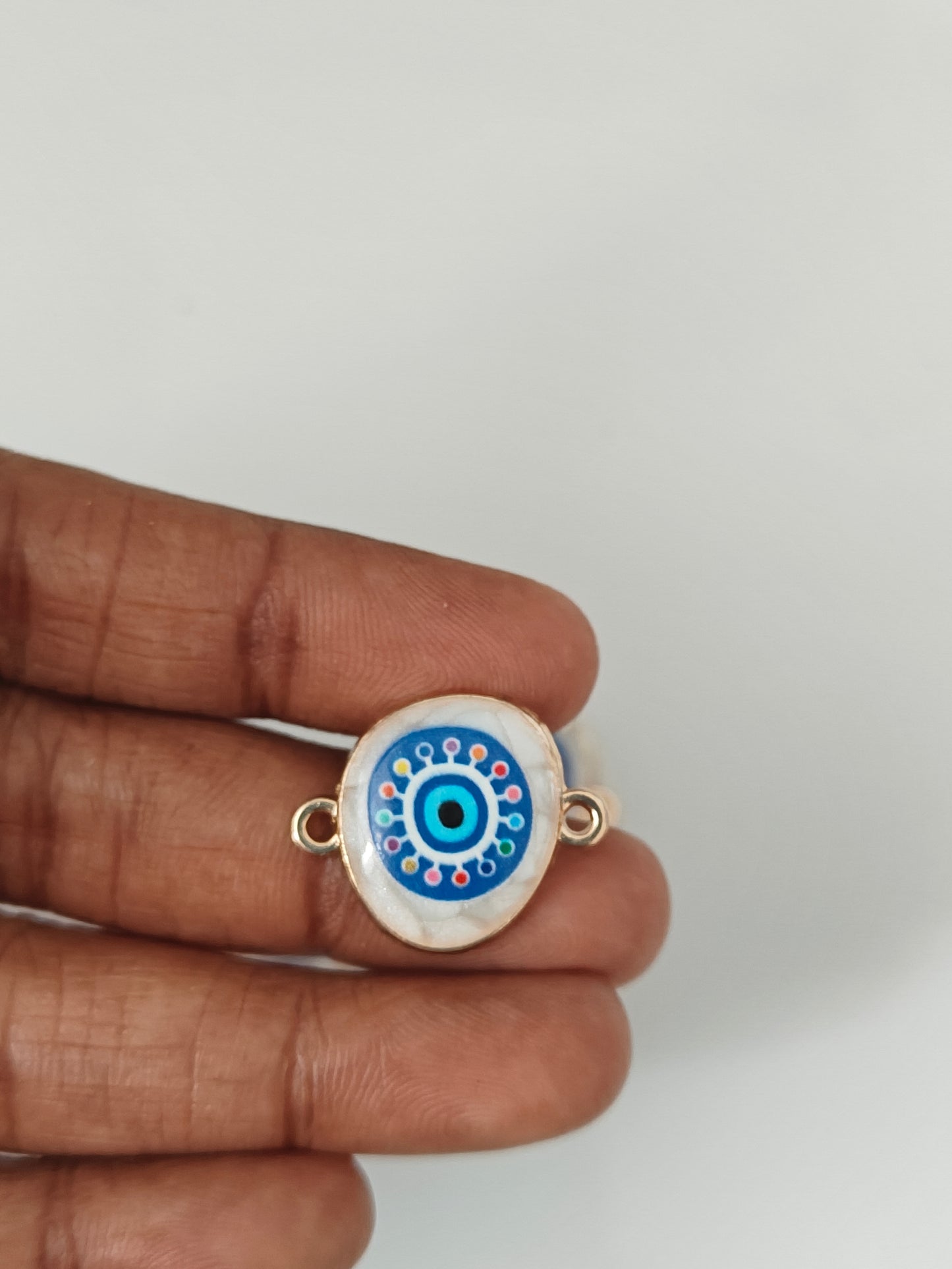 Oval Evil Eye Connector Charm - 1 Piece