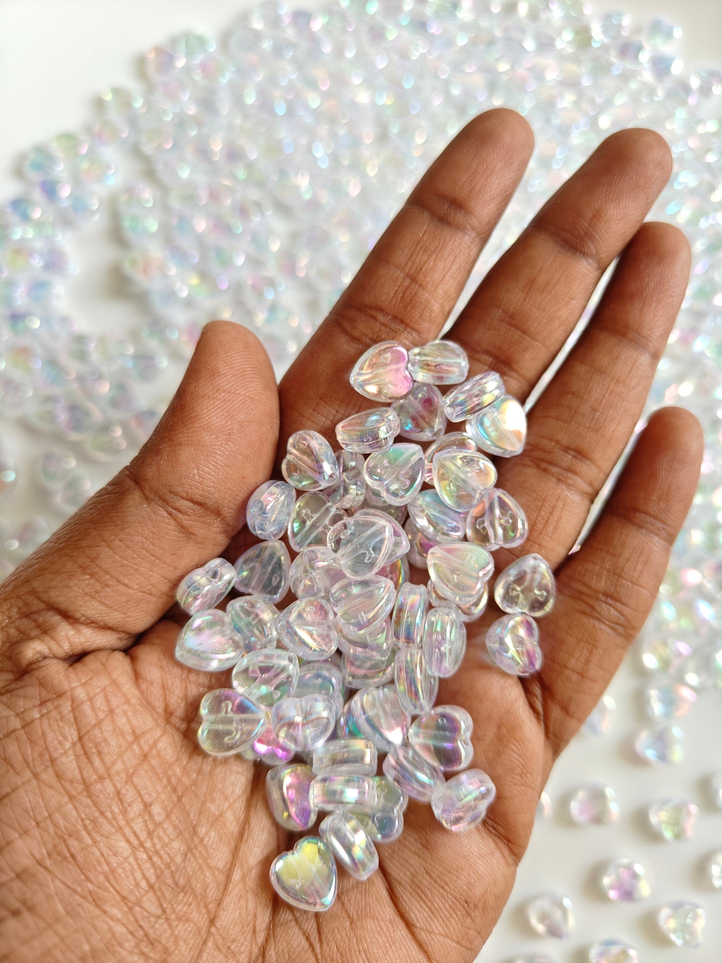 Rainbow Heart Beads - 20g (approx. 90-100 pieces)