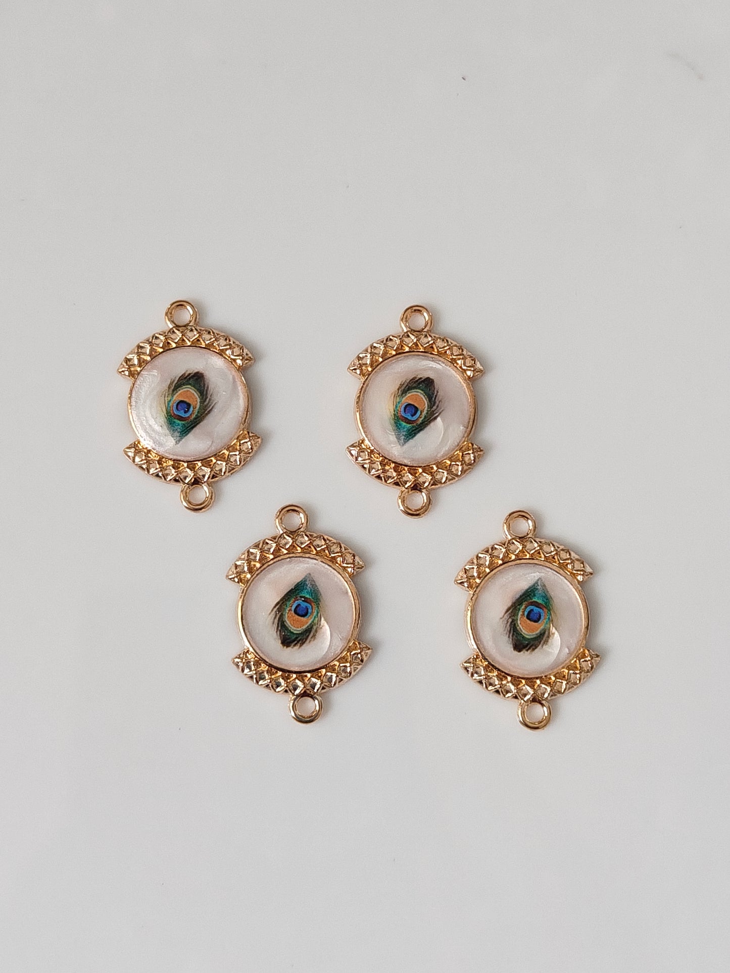Round Feather Connector Charm - 1 Piece