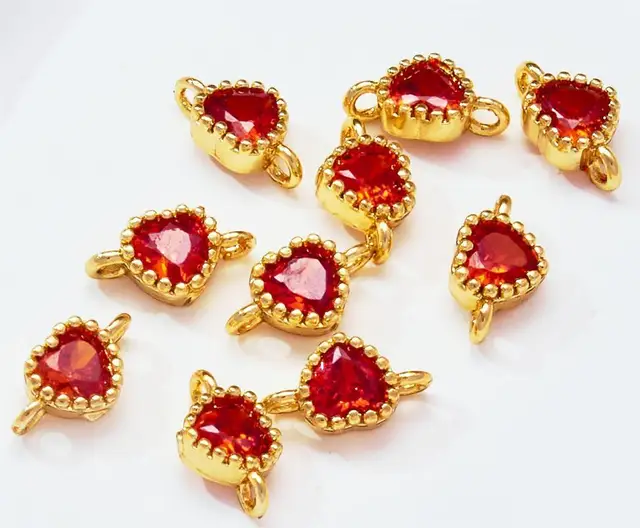 CZ Heart Connector Charm - 1 Piece
