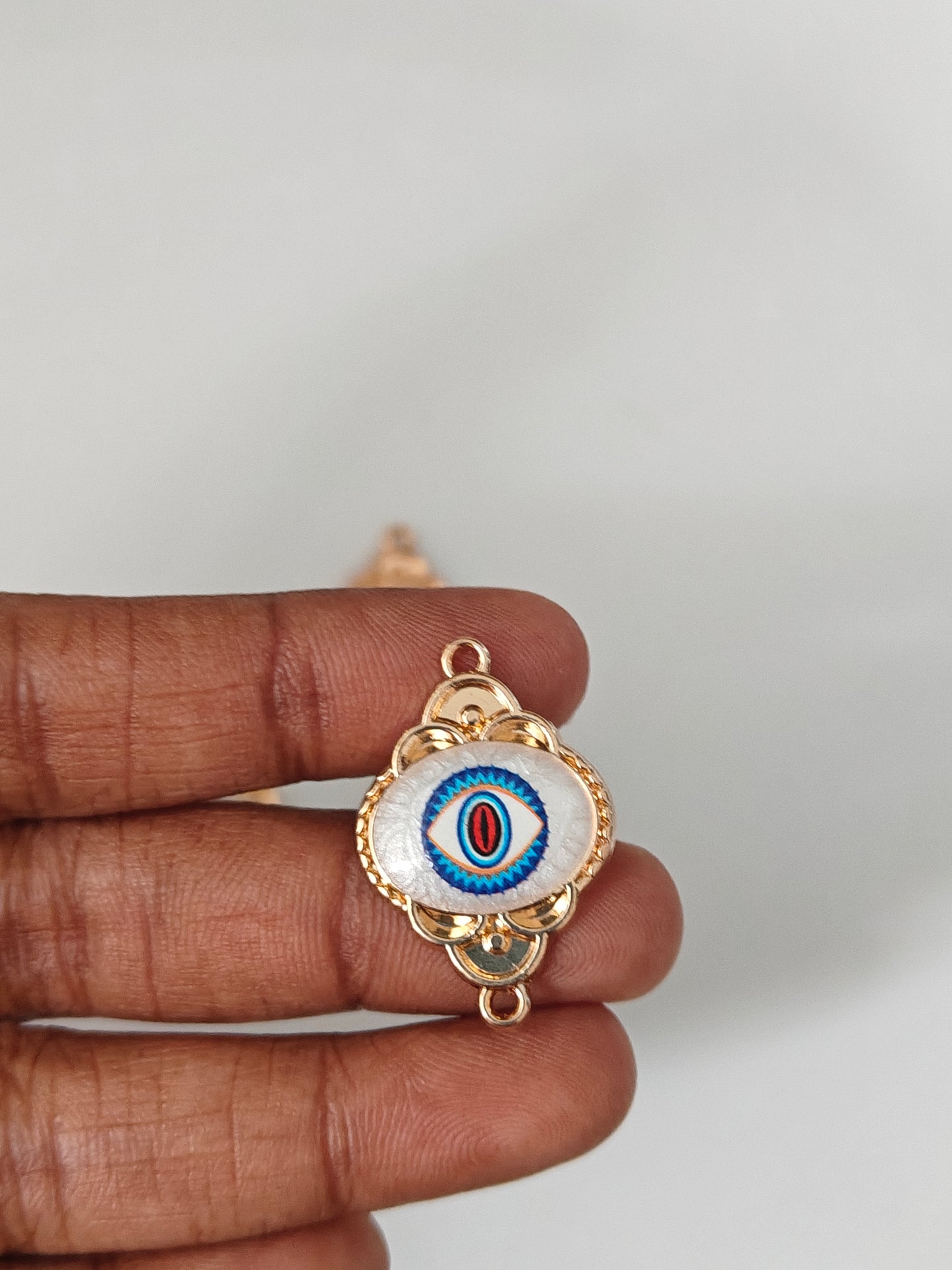 Oval Evil Eye Connector Charm - 1 Piece
