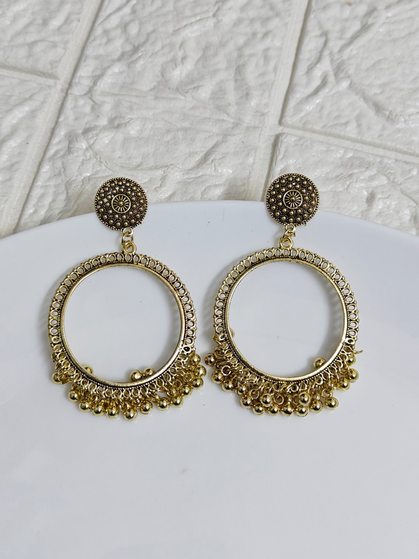 BH Gold Round Jhumka Base - 1 Pair