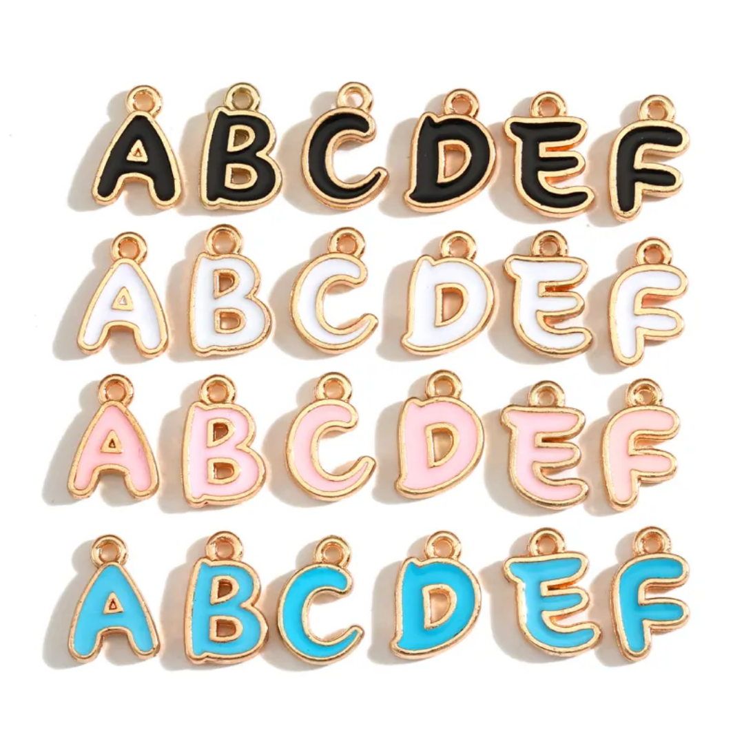 Alphabet Enamel Charm 8mm - 1 Piece