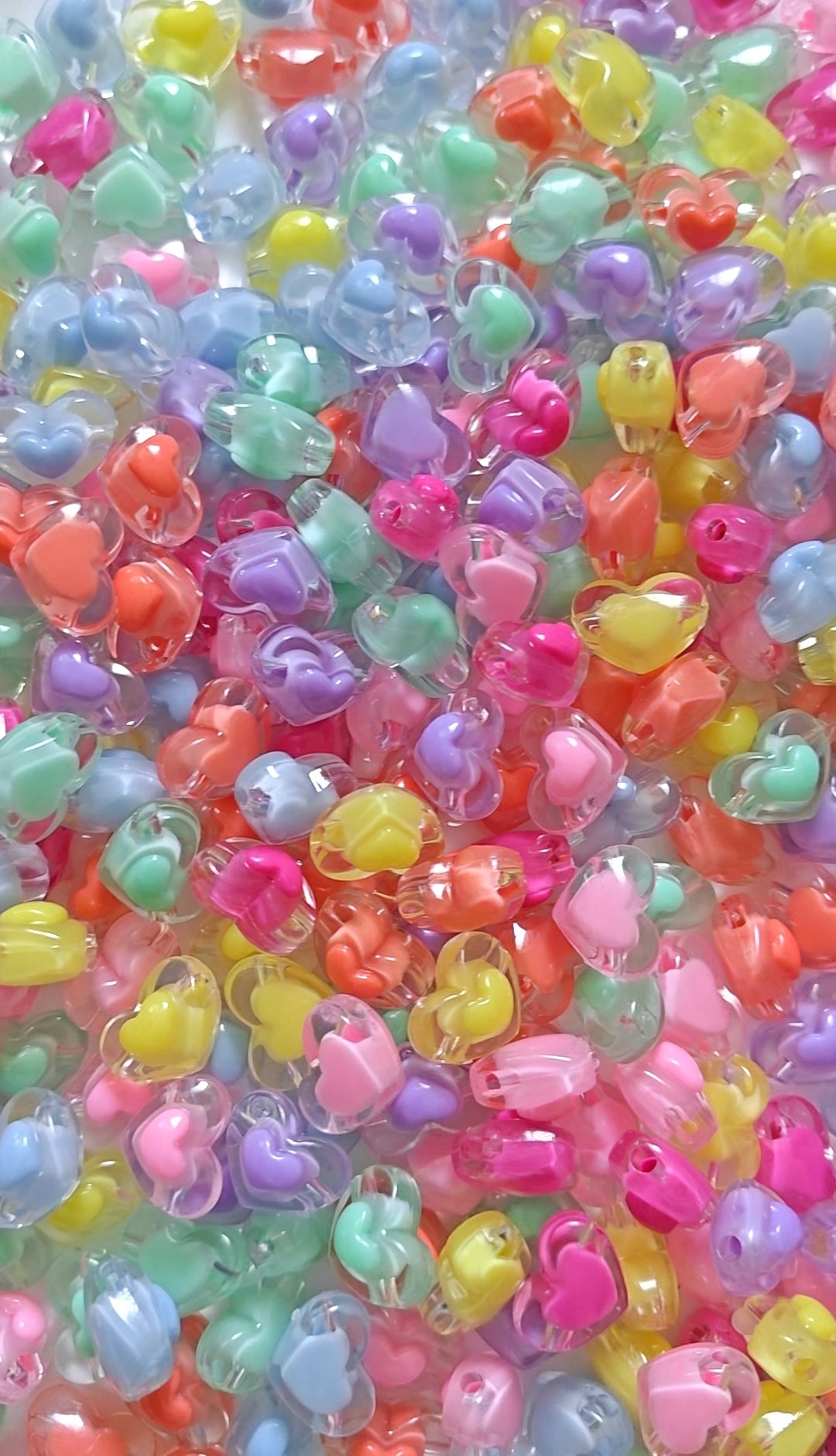 Heart Acrylic Beads - 20gms (approx. 18-20 pieces)