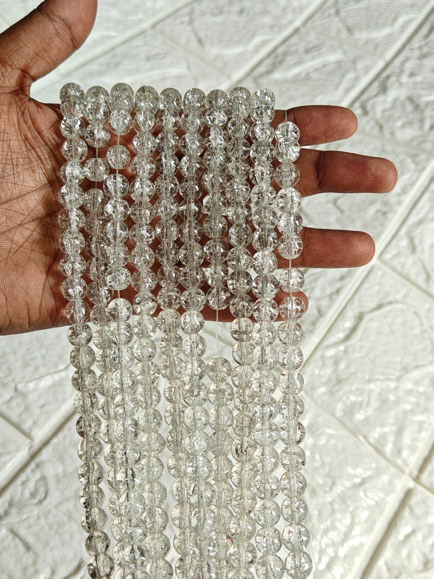 Single Shade Crackle Beads White - approx. 100 beads