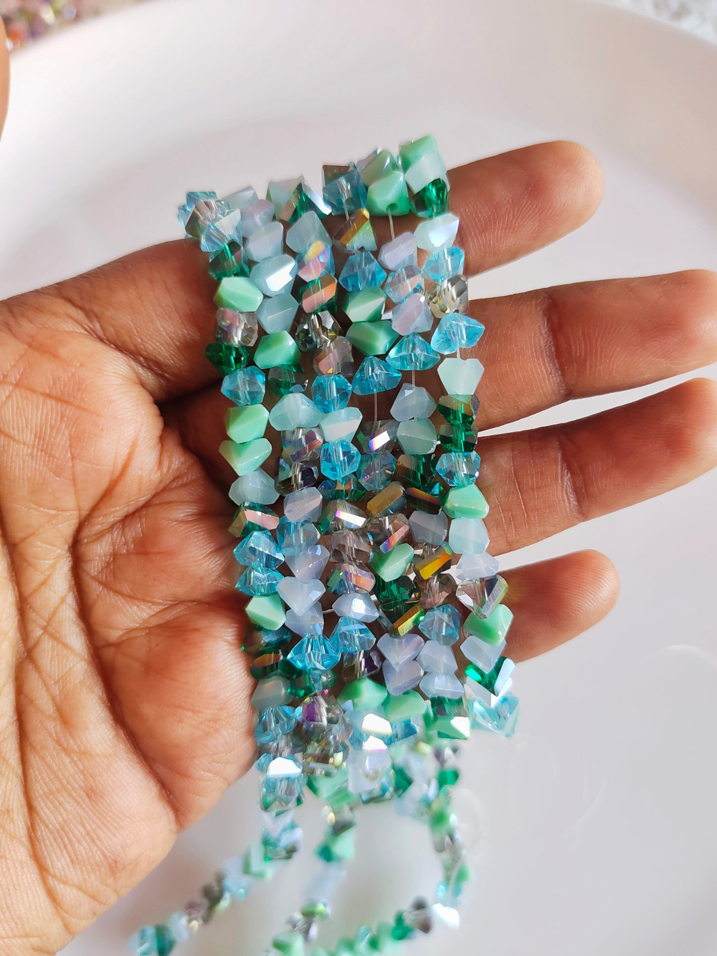 Premium Blue Triangle Crystal Beads