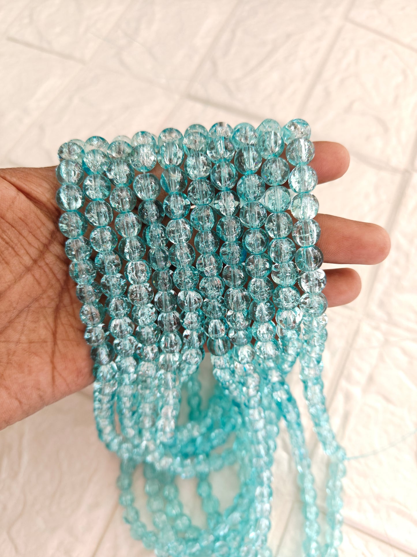 Single Shade Crackle Beads 8mm Blue - approx. 100 beads