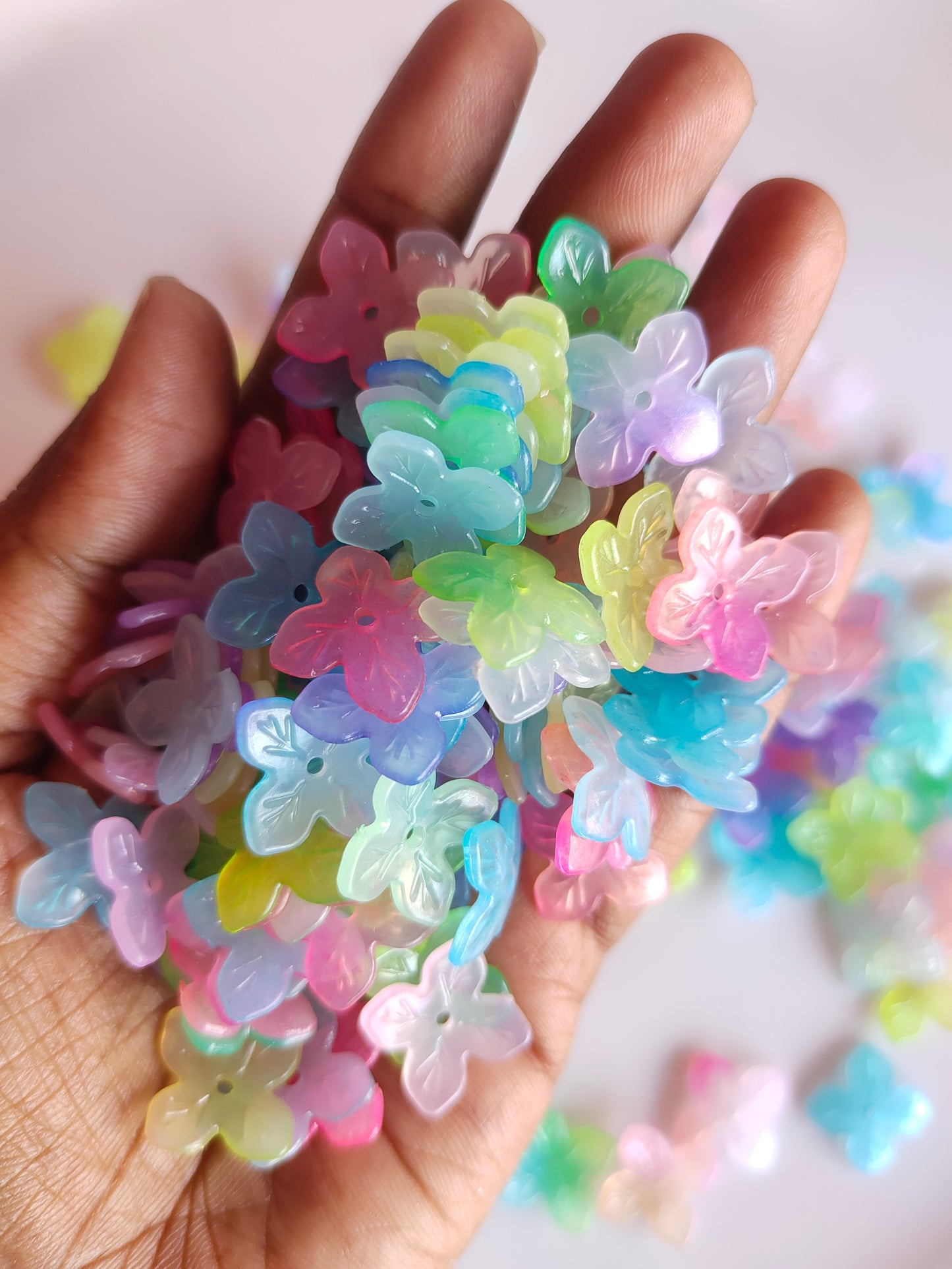 Four Petal Flower Multicolor Beads 20g