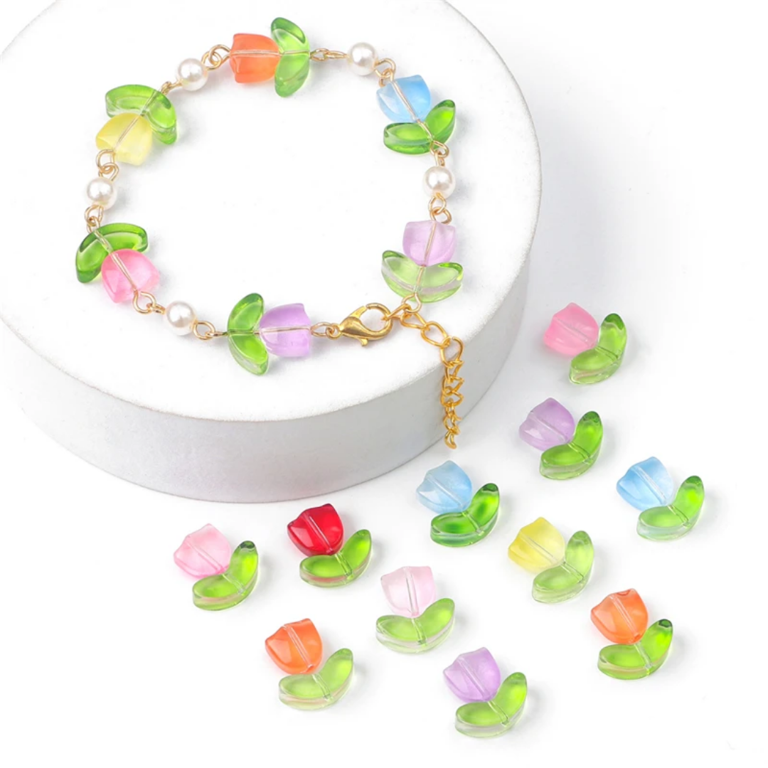 Tulip Beads - 1 Set (flower+Leaf)