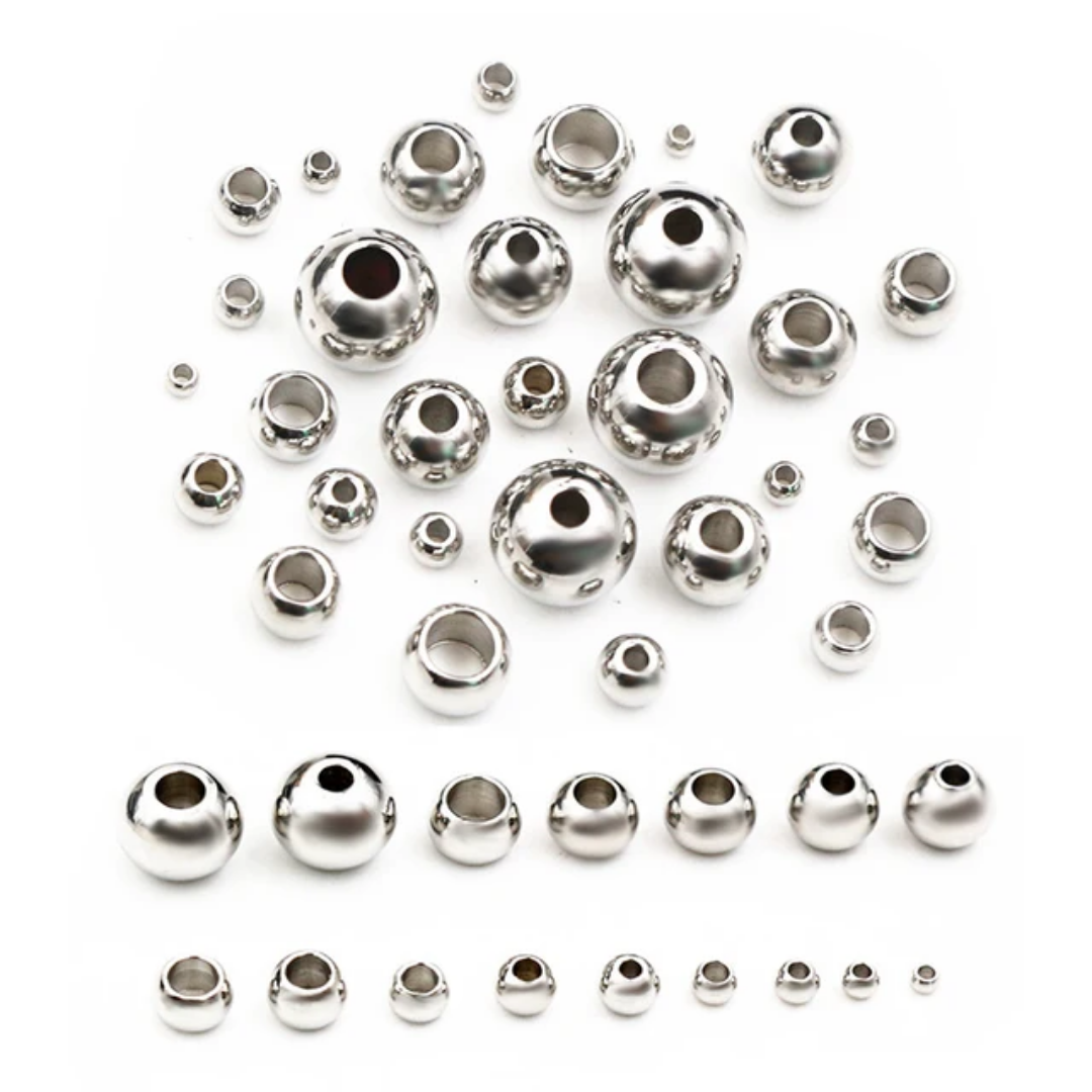 Stainless Steel Round Spacer Beads - Pack of 10 Pieces