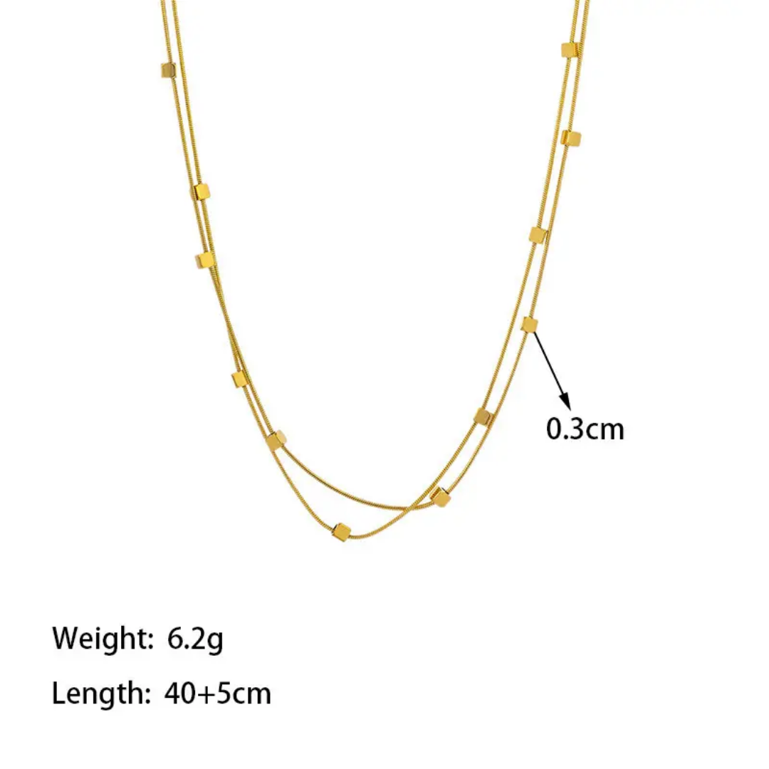 Square Bead Double Layer Chain