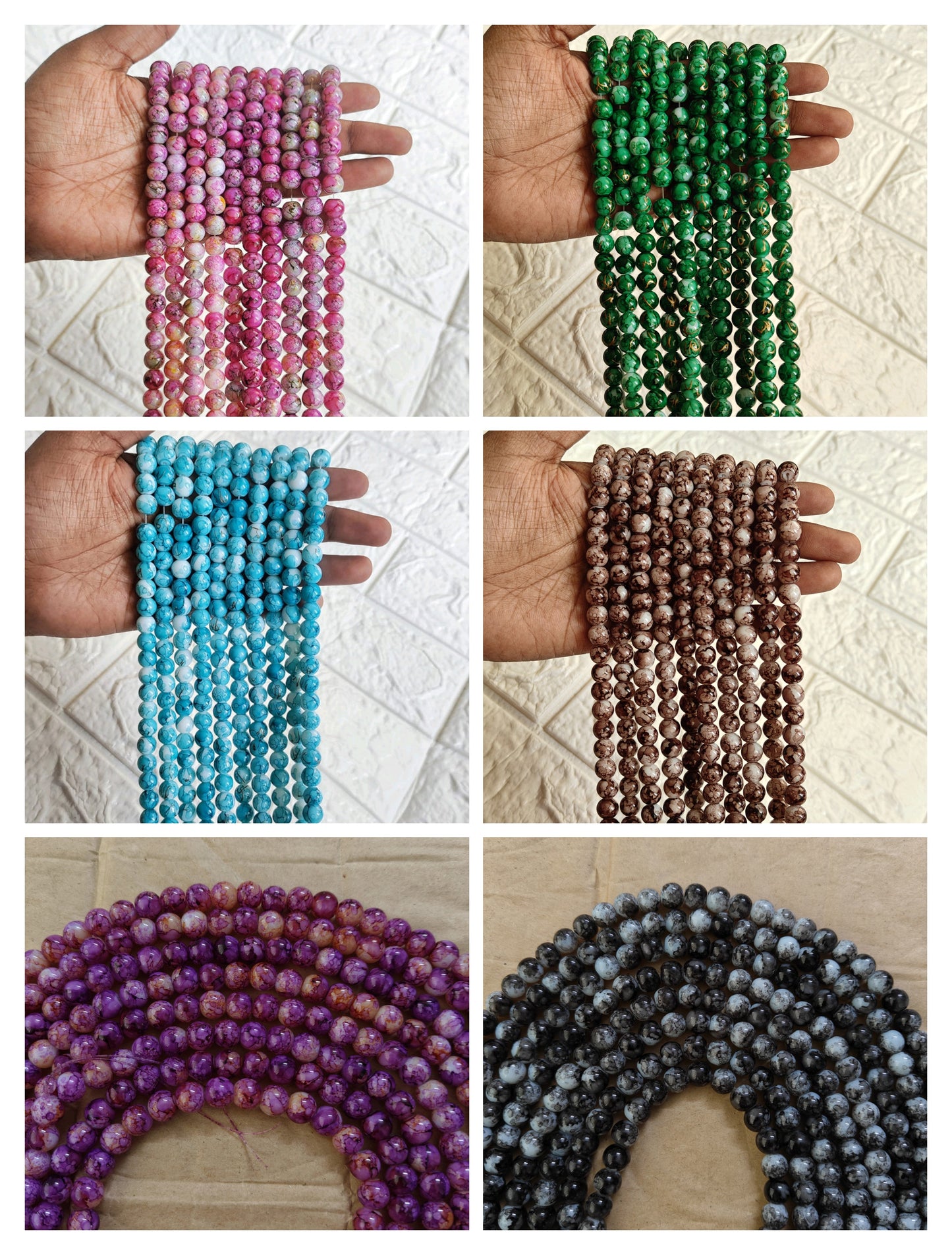 Marble Beads 8mm - Mix of 10 strings