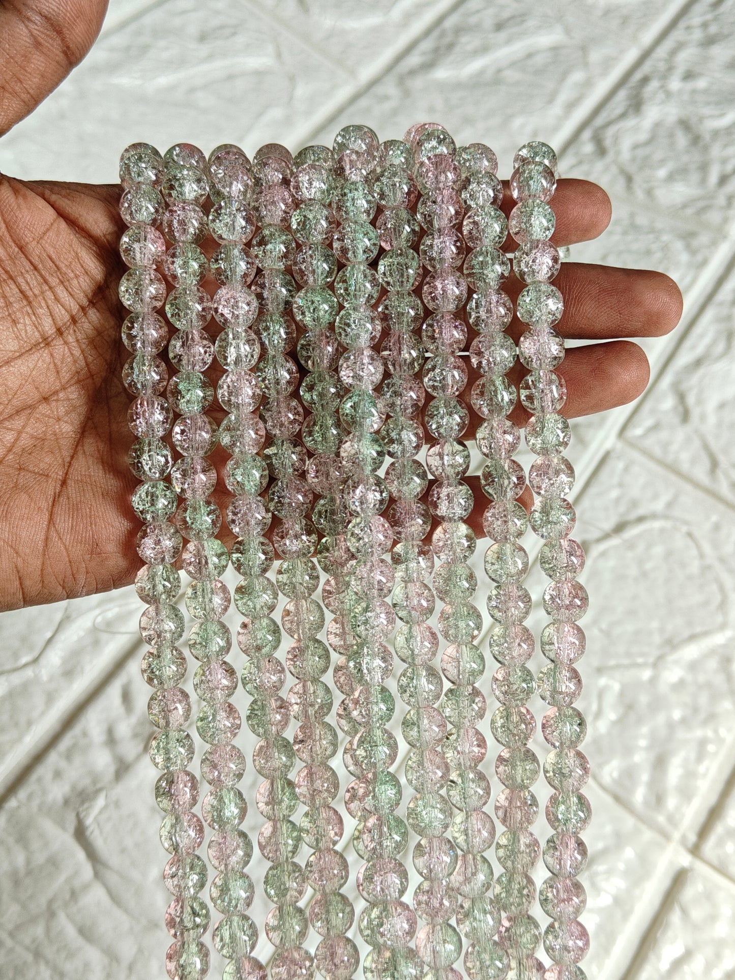 Dual Shade Crackle Beads - approx. 100 beads