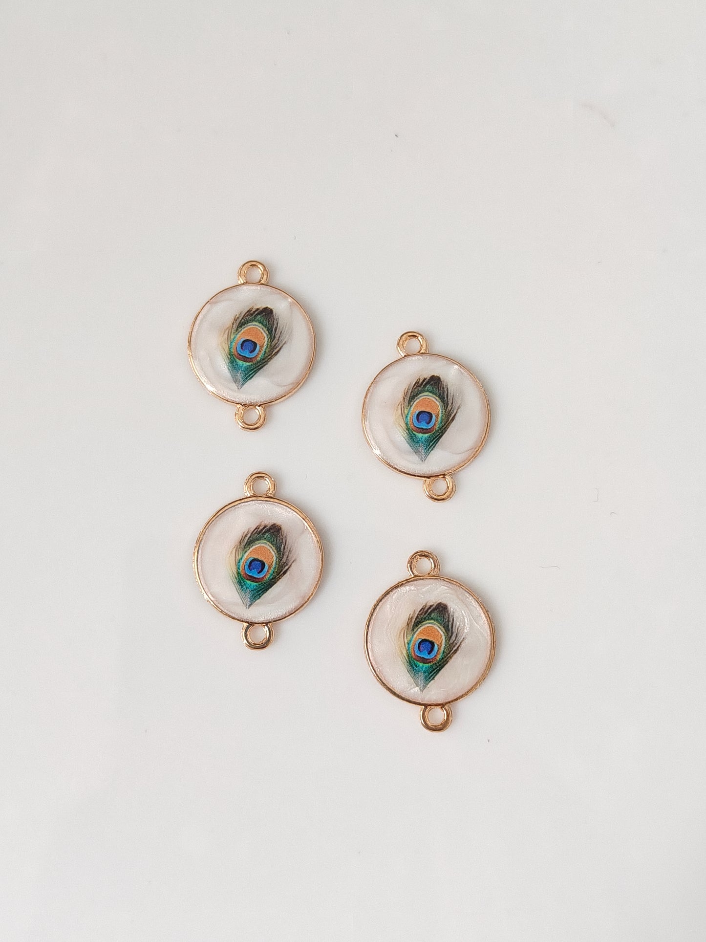 Round Feather Connector Charm - 1 Piece