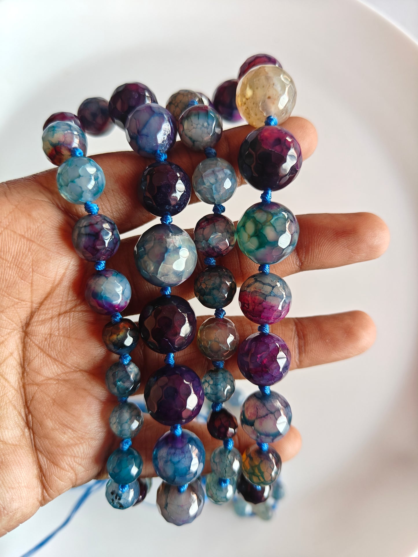 Purplish Blue Multi size Beads - 1 String