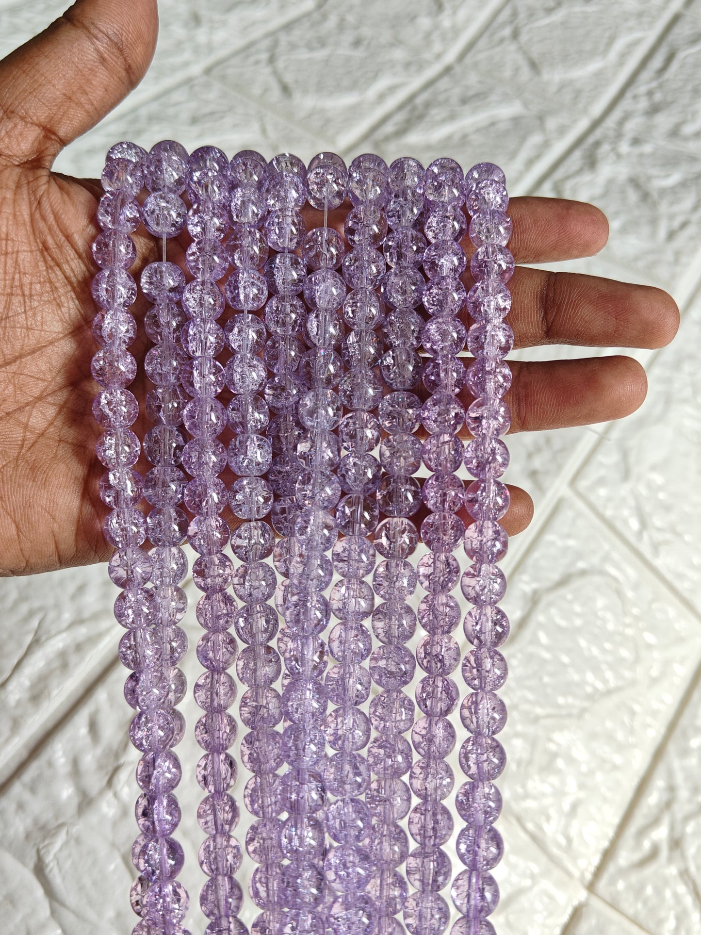 Single Shade Crackle Beads Purple - approx. 100 beads
