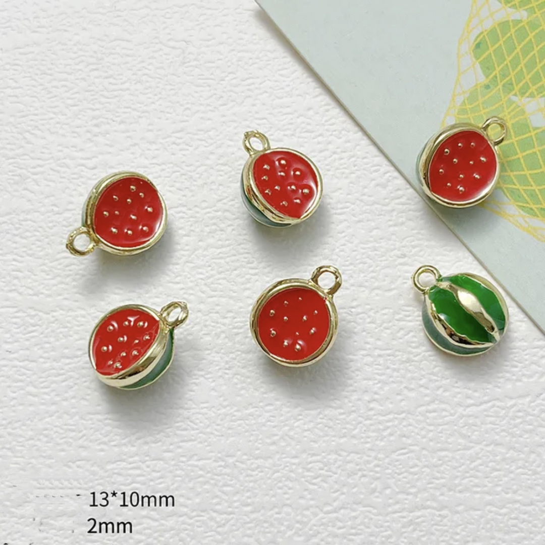 Watermelon Fruit 14k Gold Plated Charm - 1 Piece - Anti Tarnish