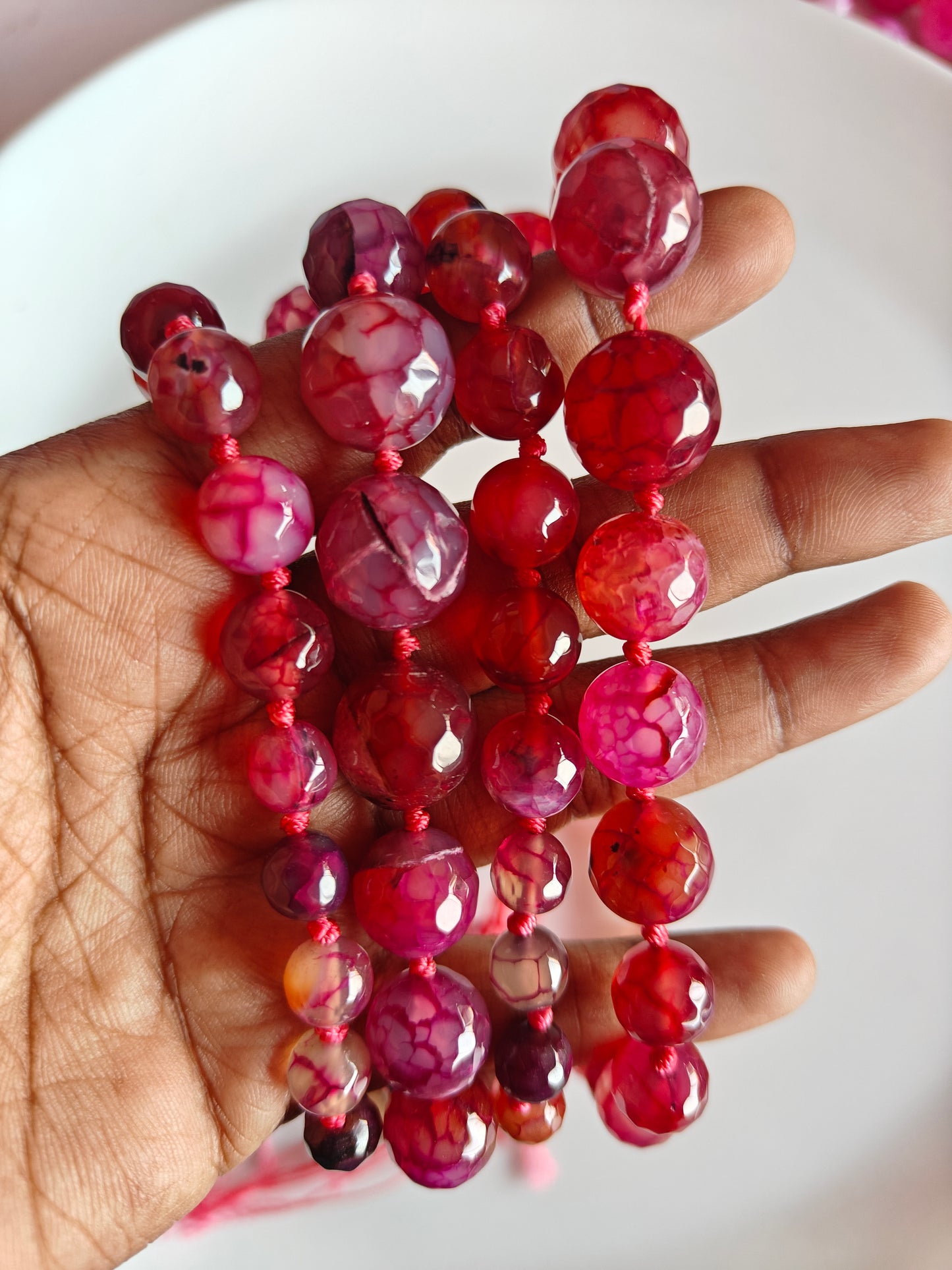 Reddish Pink Multi size Beads - 1 String