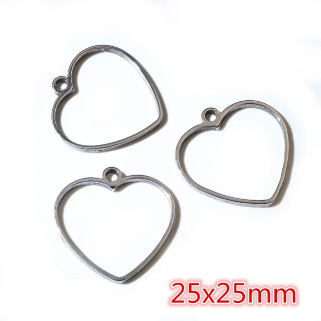 Stainless Steel Heart 25*25mm Bezel - 1 Piece