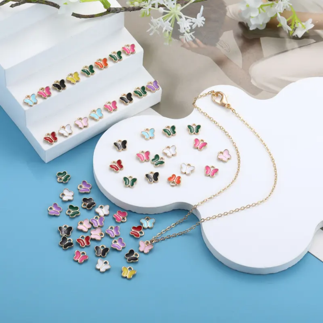 Mini Butterfly Enamel Charm 8mm - 1 Piece