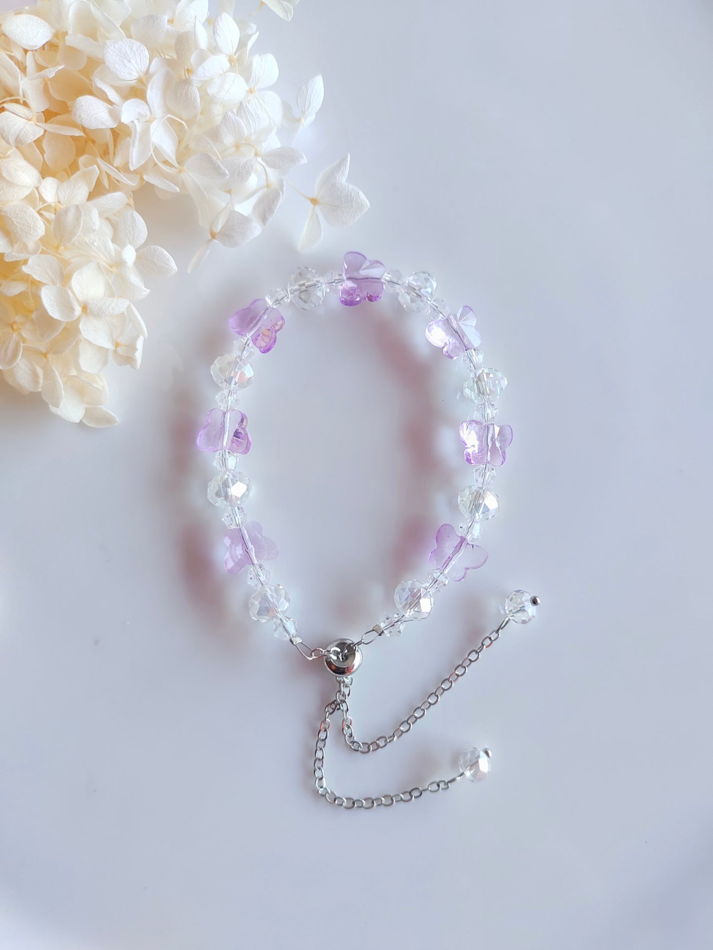 Crystal Butterfly Bracelet - Lavendar