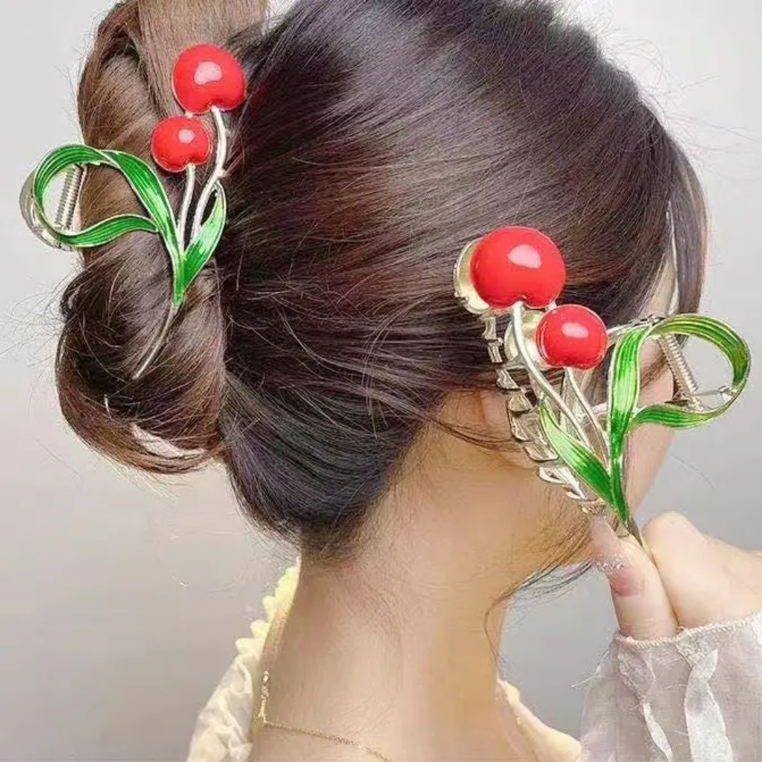 Cherry Metal Claw Clip
