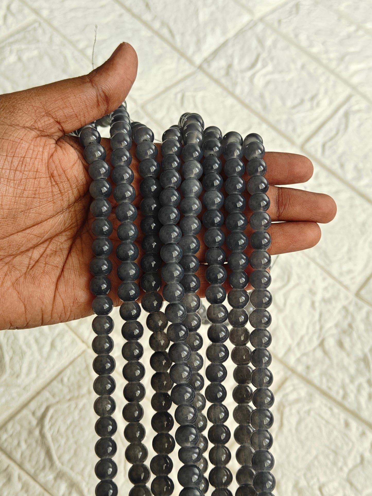 Jelly Beads Grey - approx. 100 beads