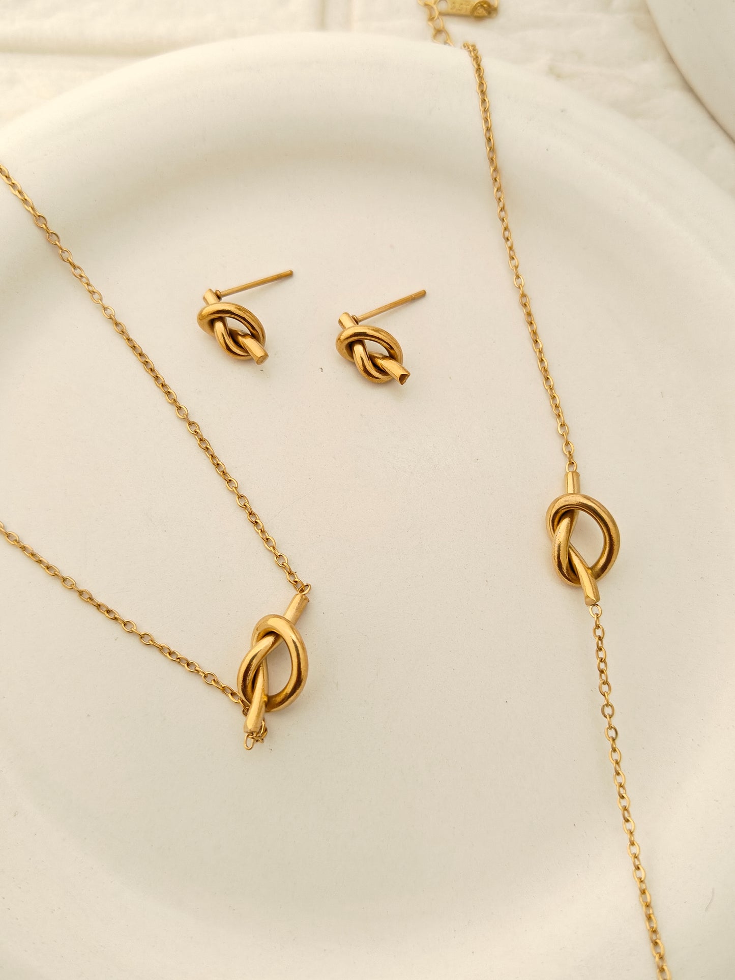 Knot Combo Set - Stud, Bracelet, Chain