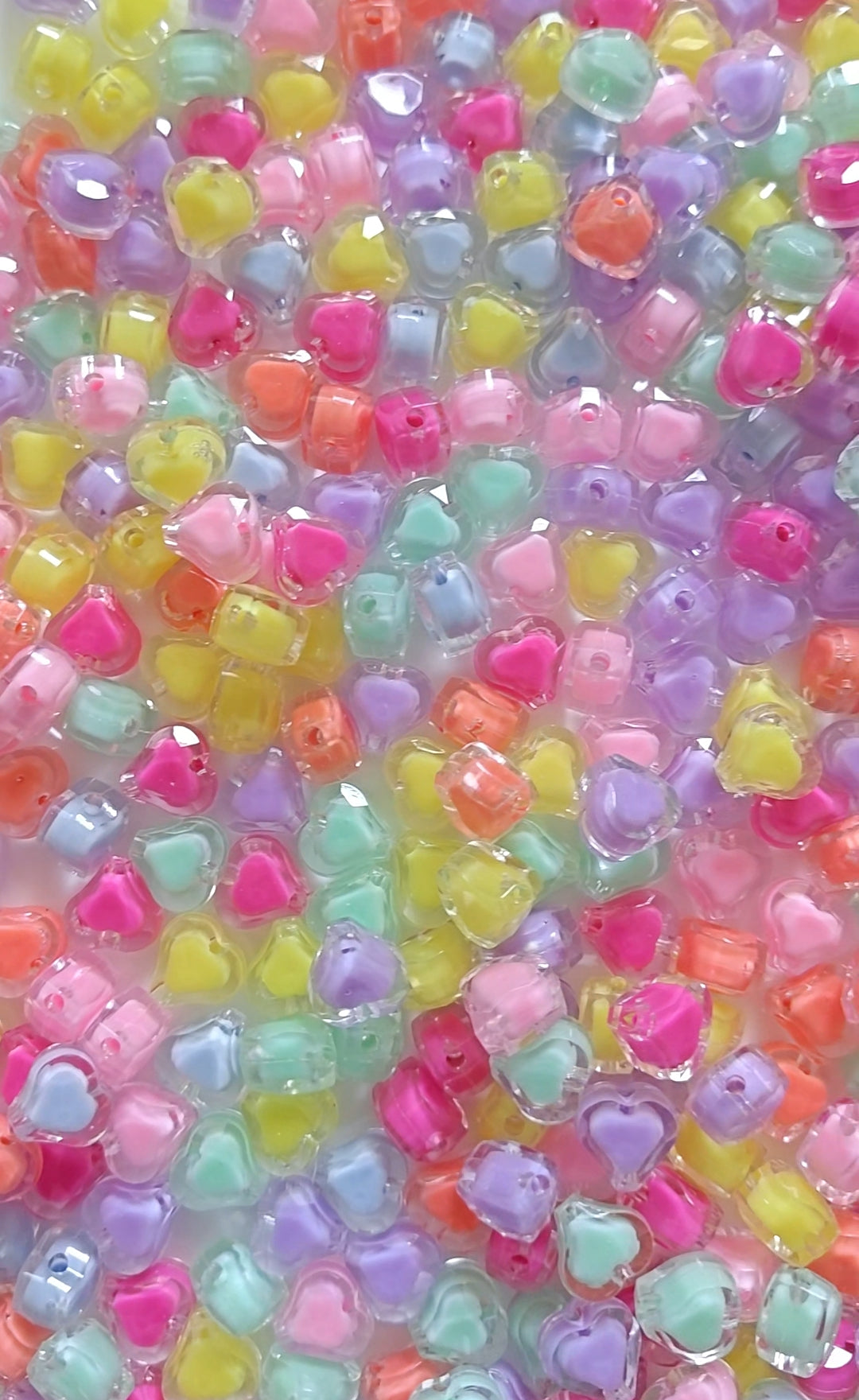 Small Heart Acrylic Beads - 20gms (approx. 28-32 pieces)