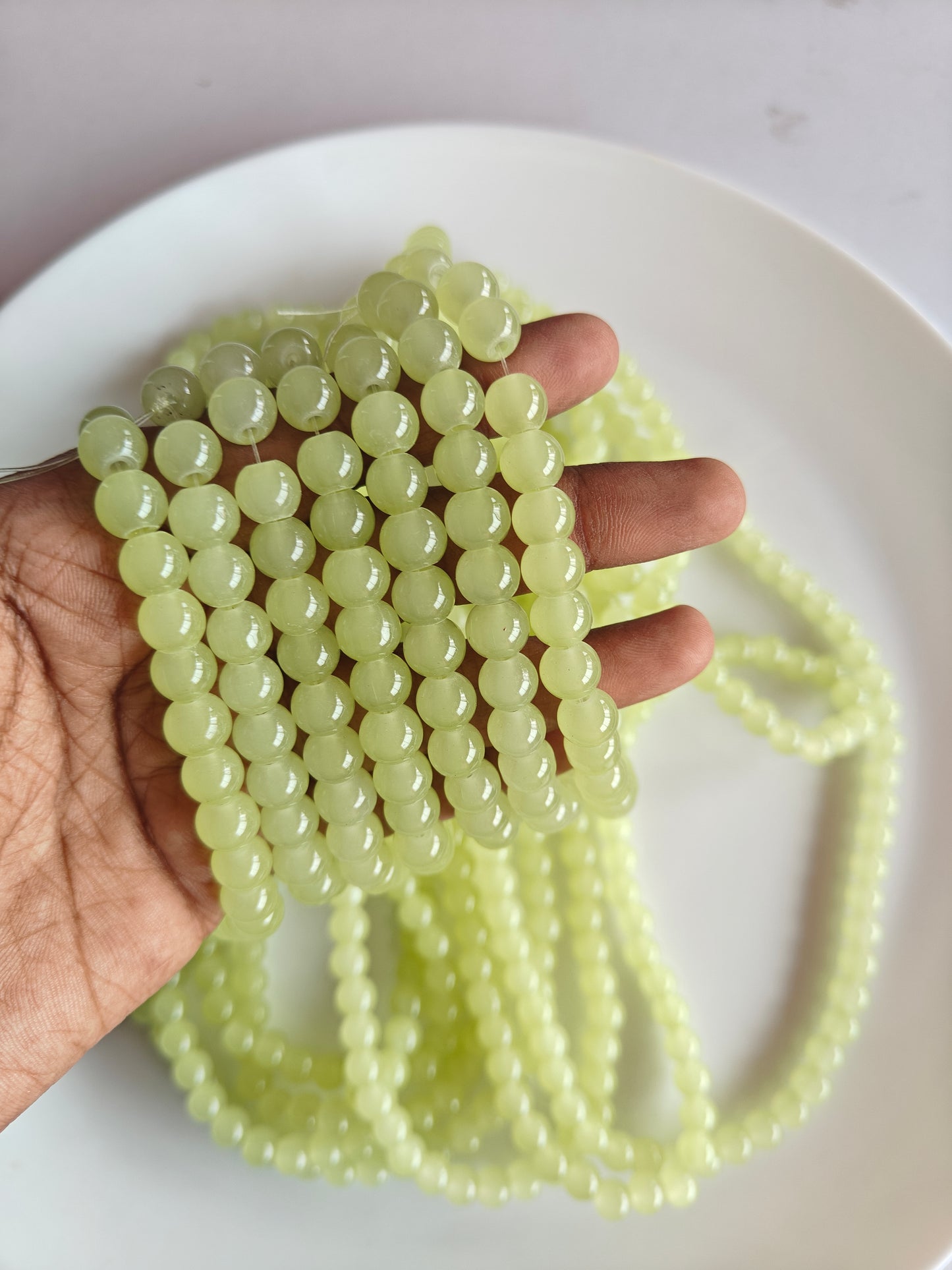 Jelly Beads 8mm Green - approx. 100 beads