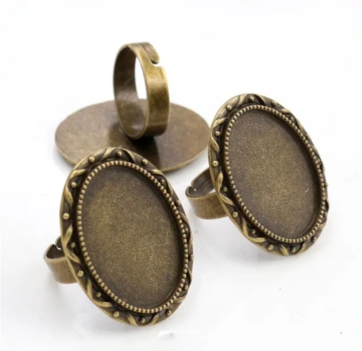 Vintage Brass Oval Rings 18*25mm - Design 14