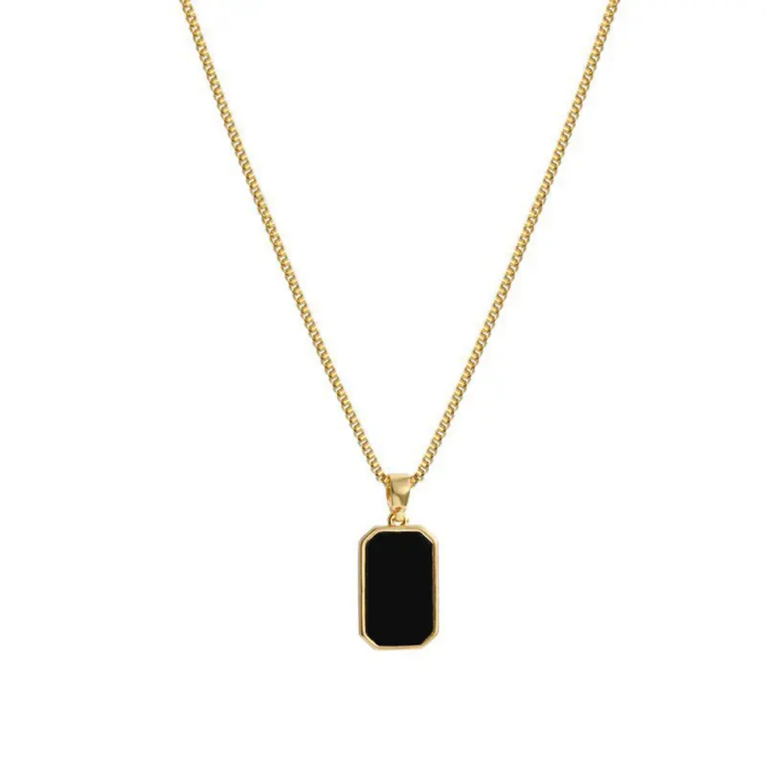 Black Rectangle Pendant Chain