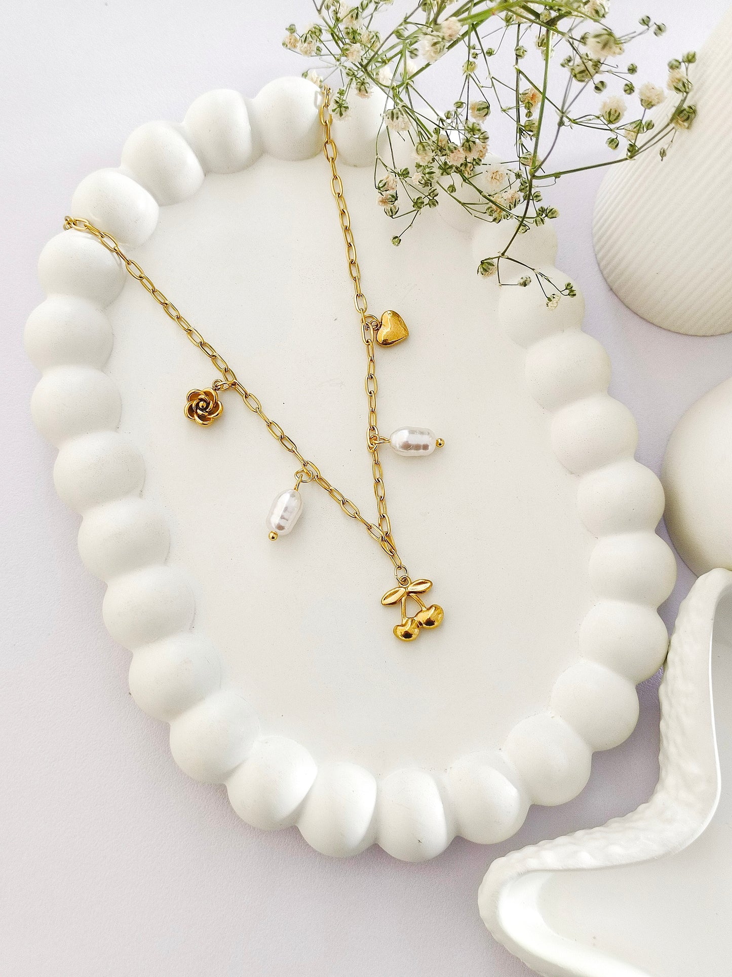 Cherry Love Pearly Charm Chain