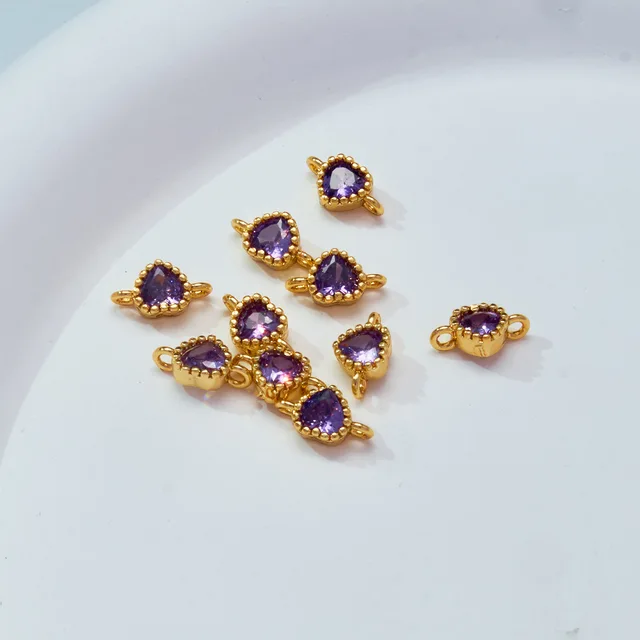 CZ Heart Connector Charm - 1 Piece