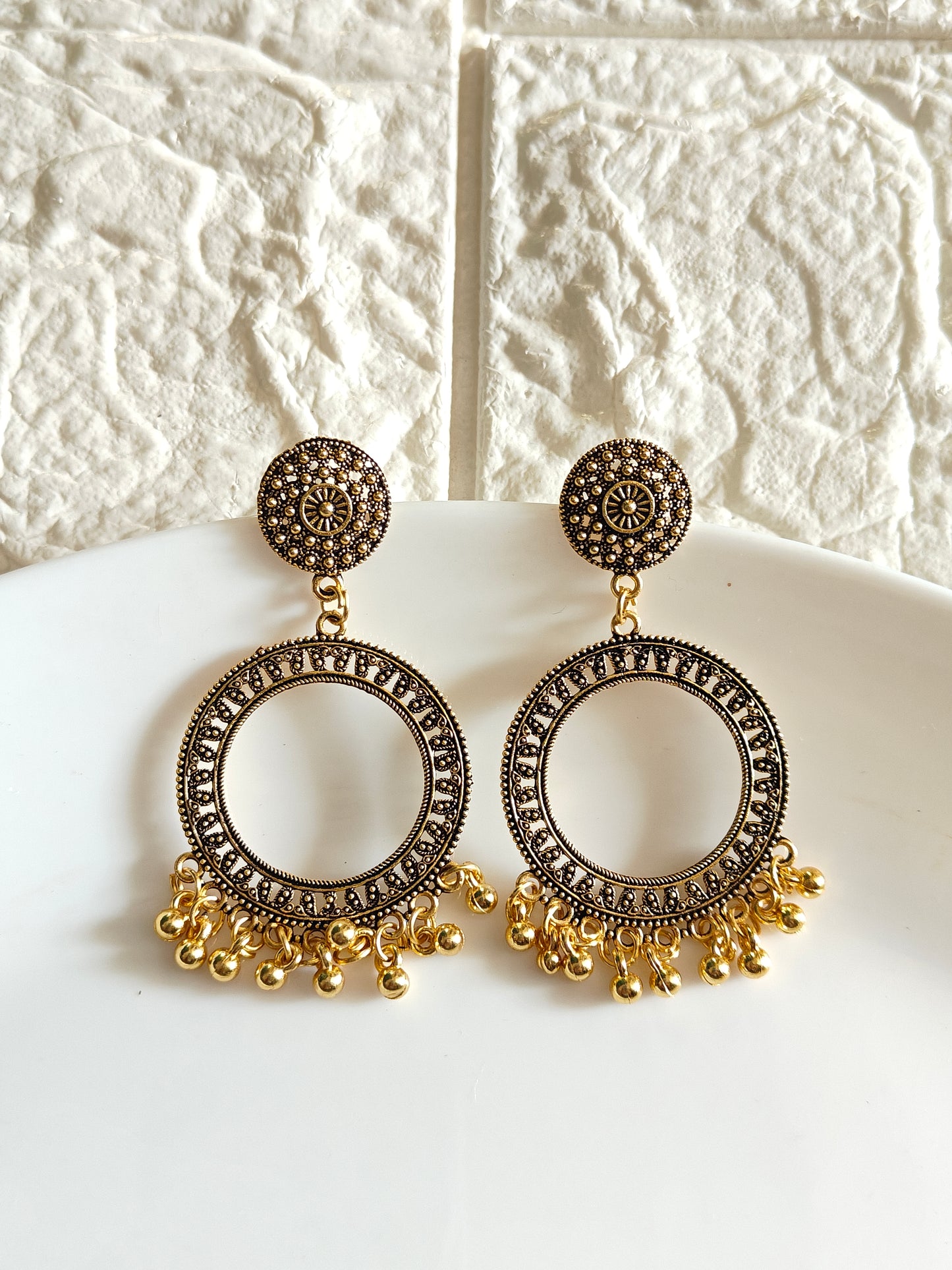 Gold Round 24mm Jhumka Base - 1 Pair