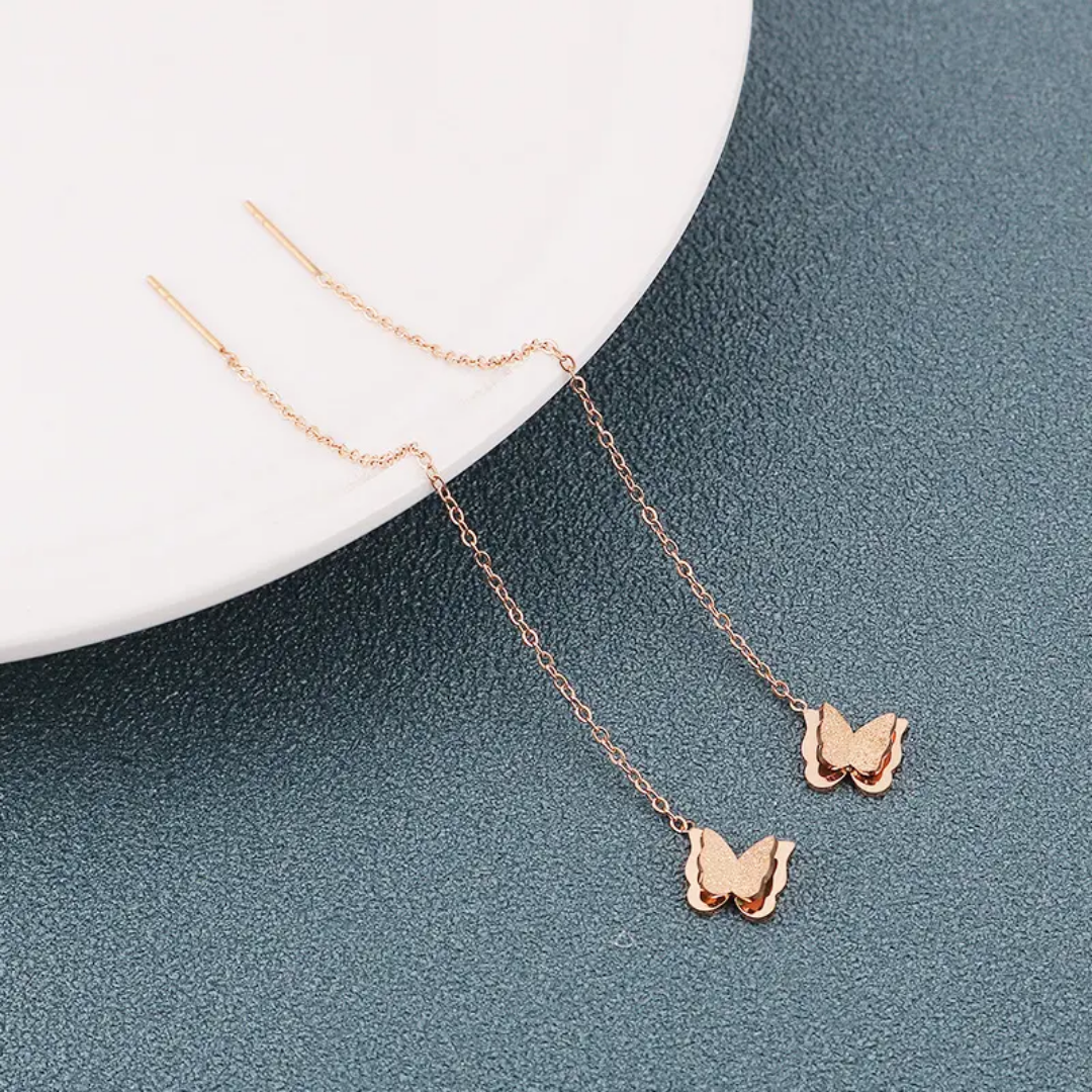Frosted Butterfly Thread Earring