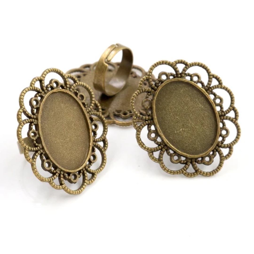 Vintage Brass Oval Rings 18*25mm - Design 10