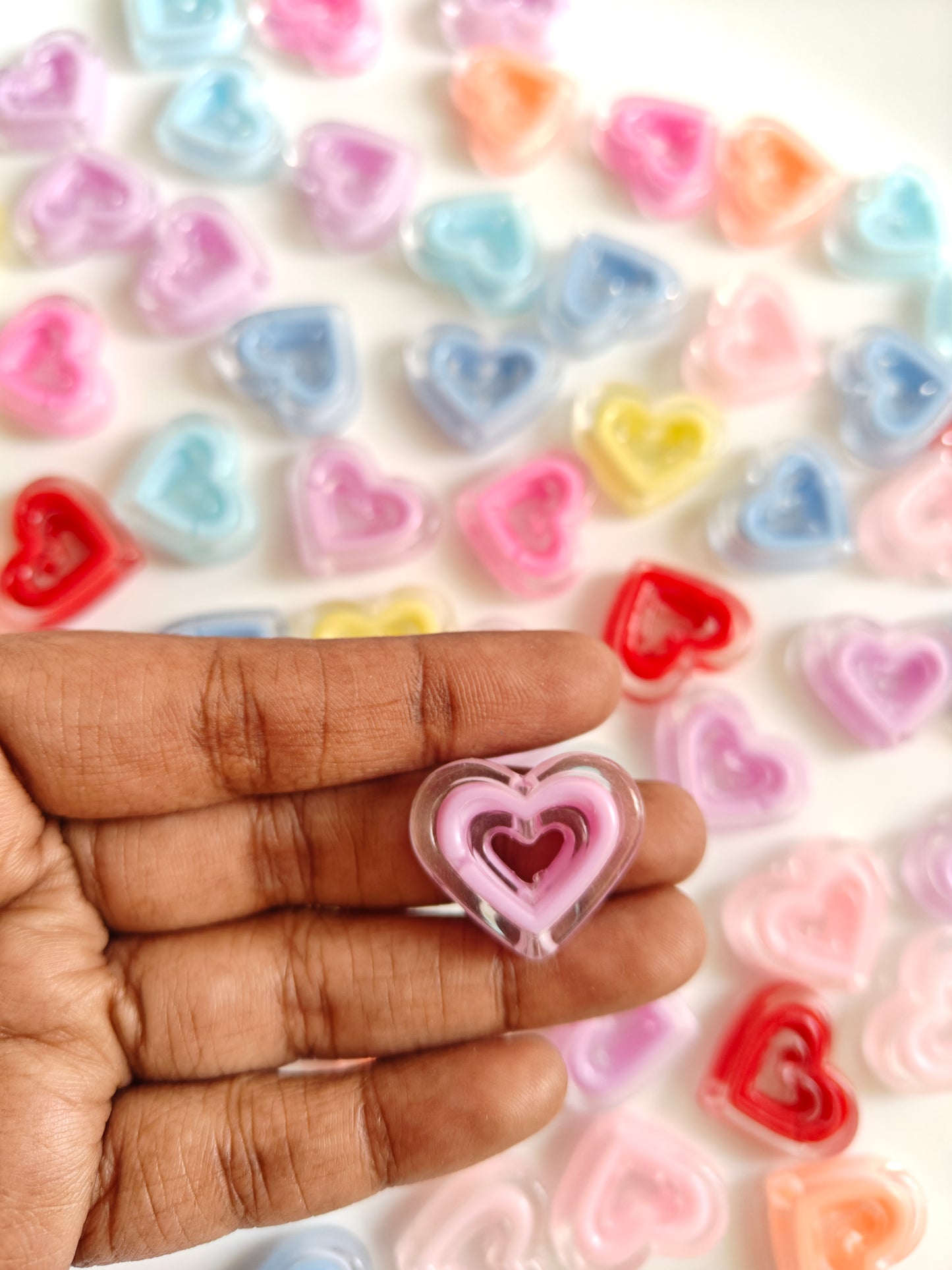 Acrylic Heart Beads - Random Mix 10 pieces