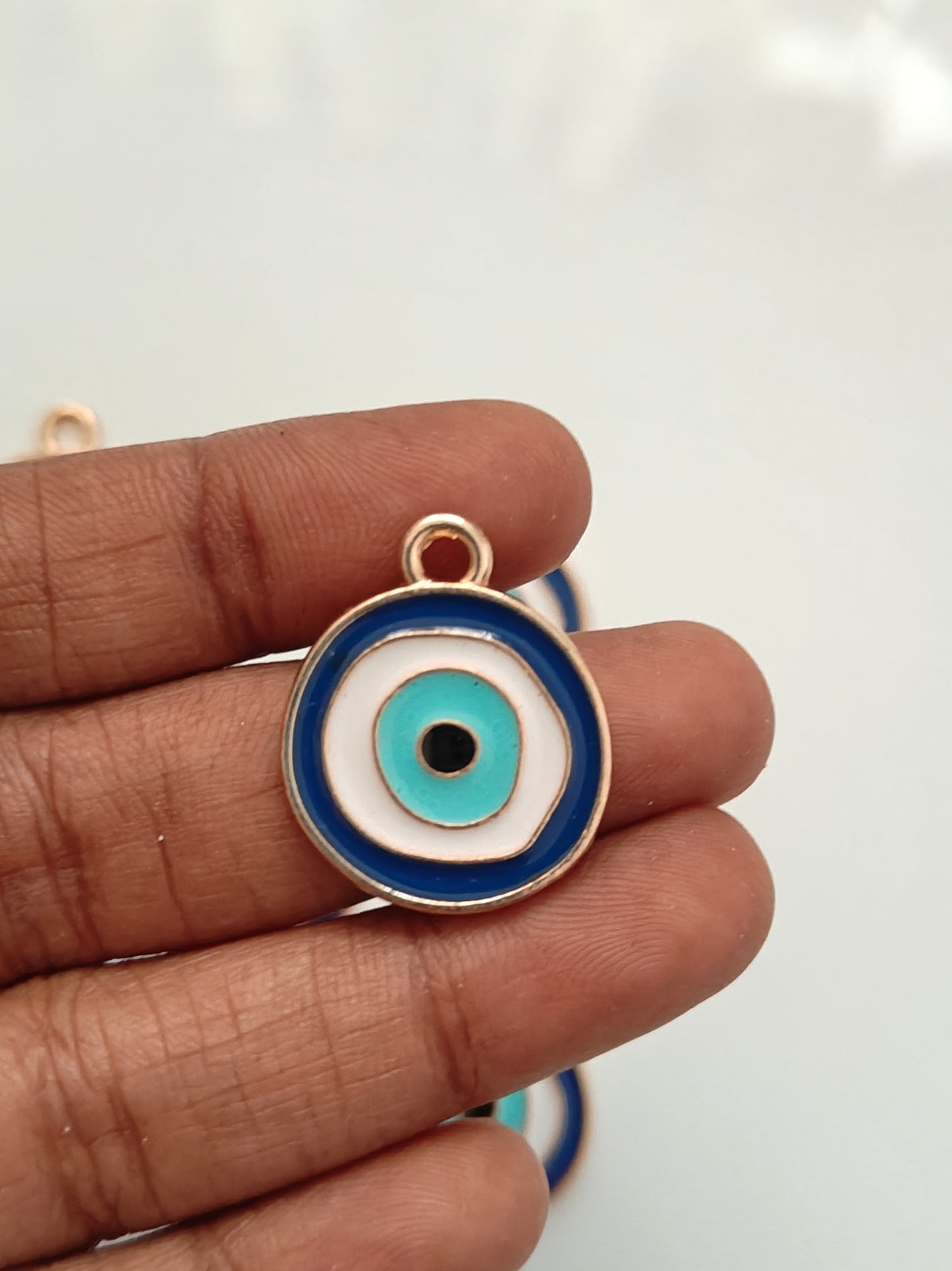 Round Evil Eye Enamel Charm - 1 Piece