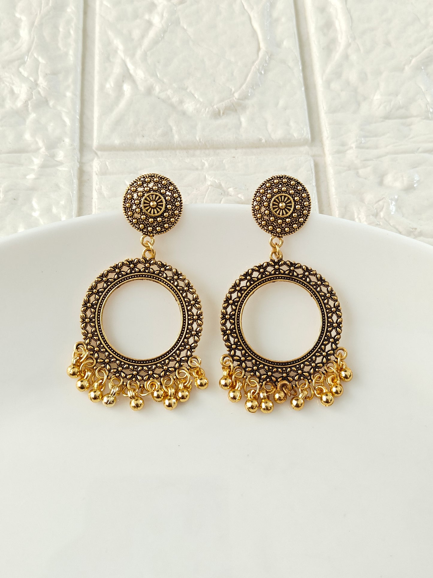 Gold Round 22mm Jhumka Base - 1 Pair