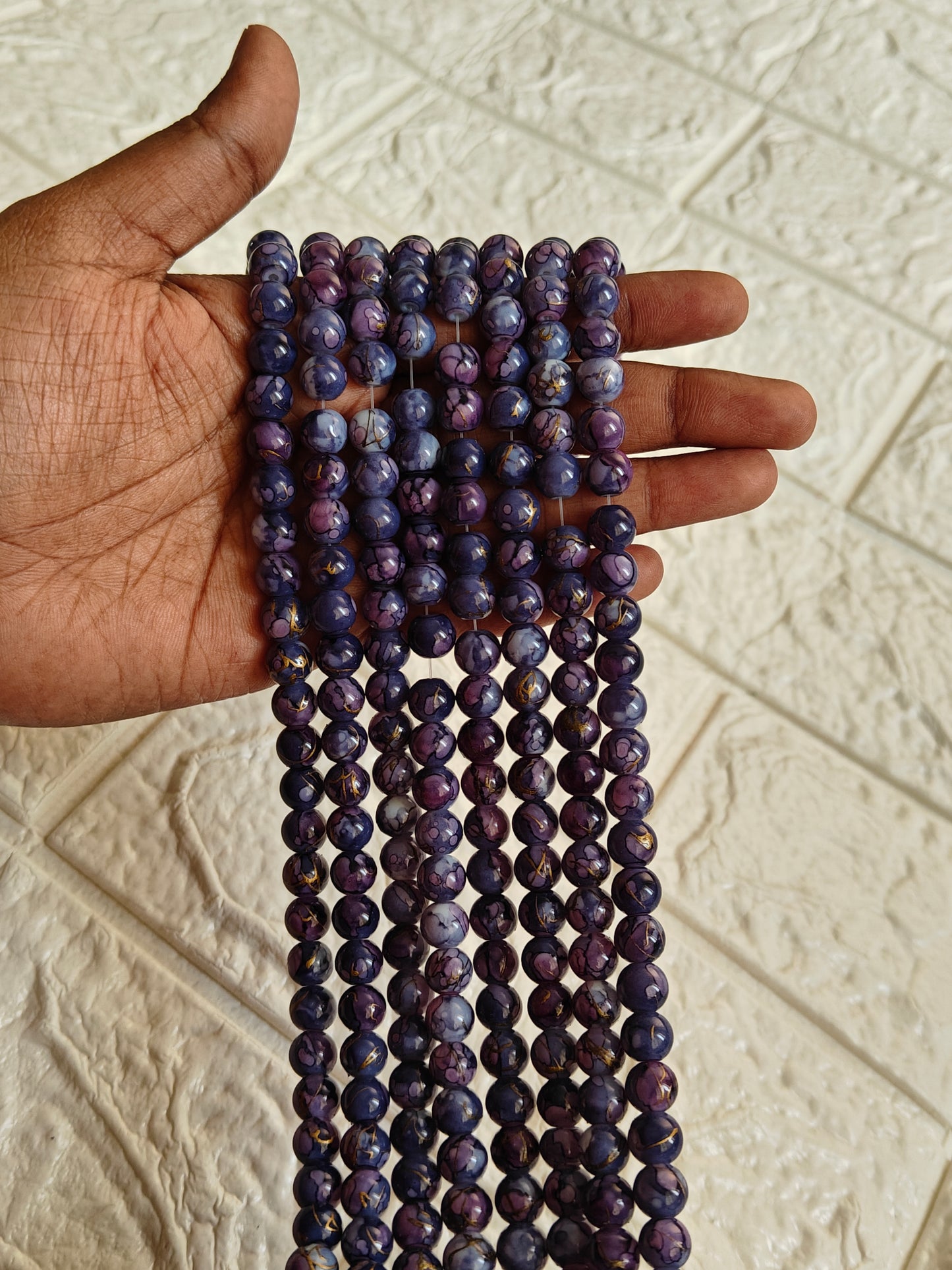 Marble Beads Purple - approx. 100 beads