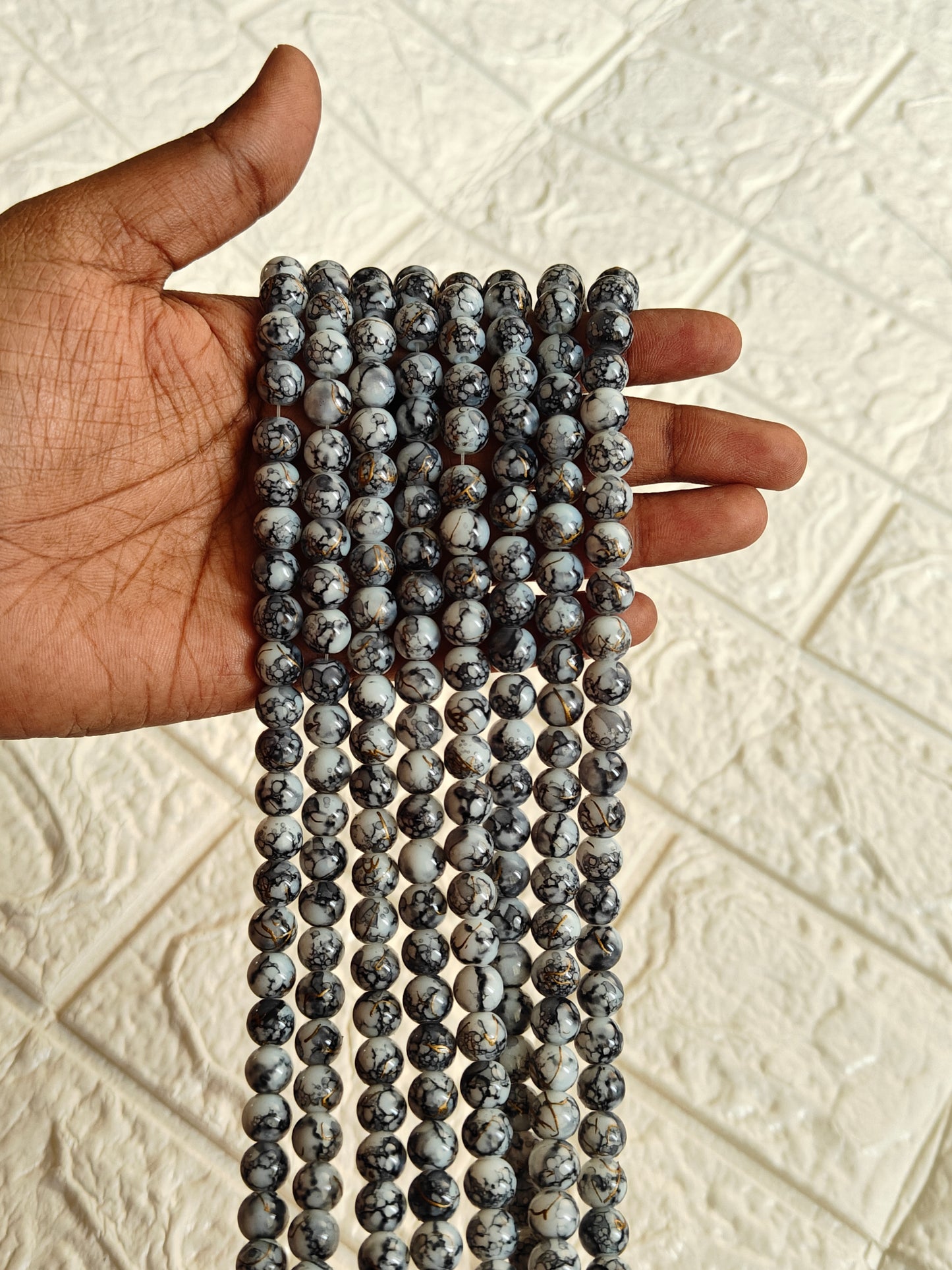Marble Beads Grey - approx. 100 beads