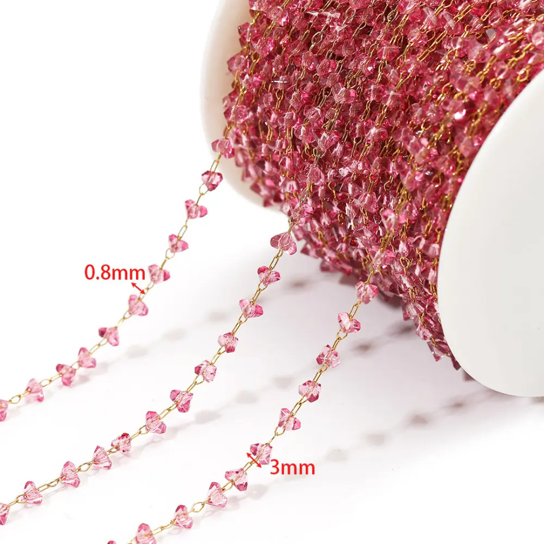 3mm Blue Crystal Stainless Steel Chain - 1 Feet (30cms)