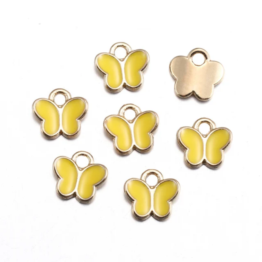 Mini Butterfly Enamel Charm 8mm - 1 Piece